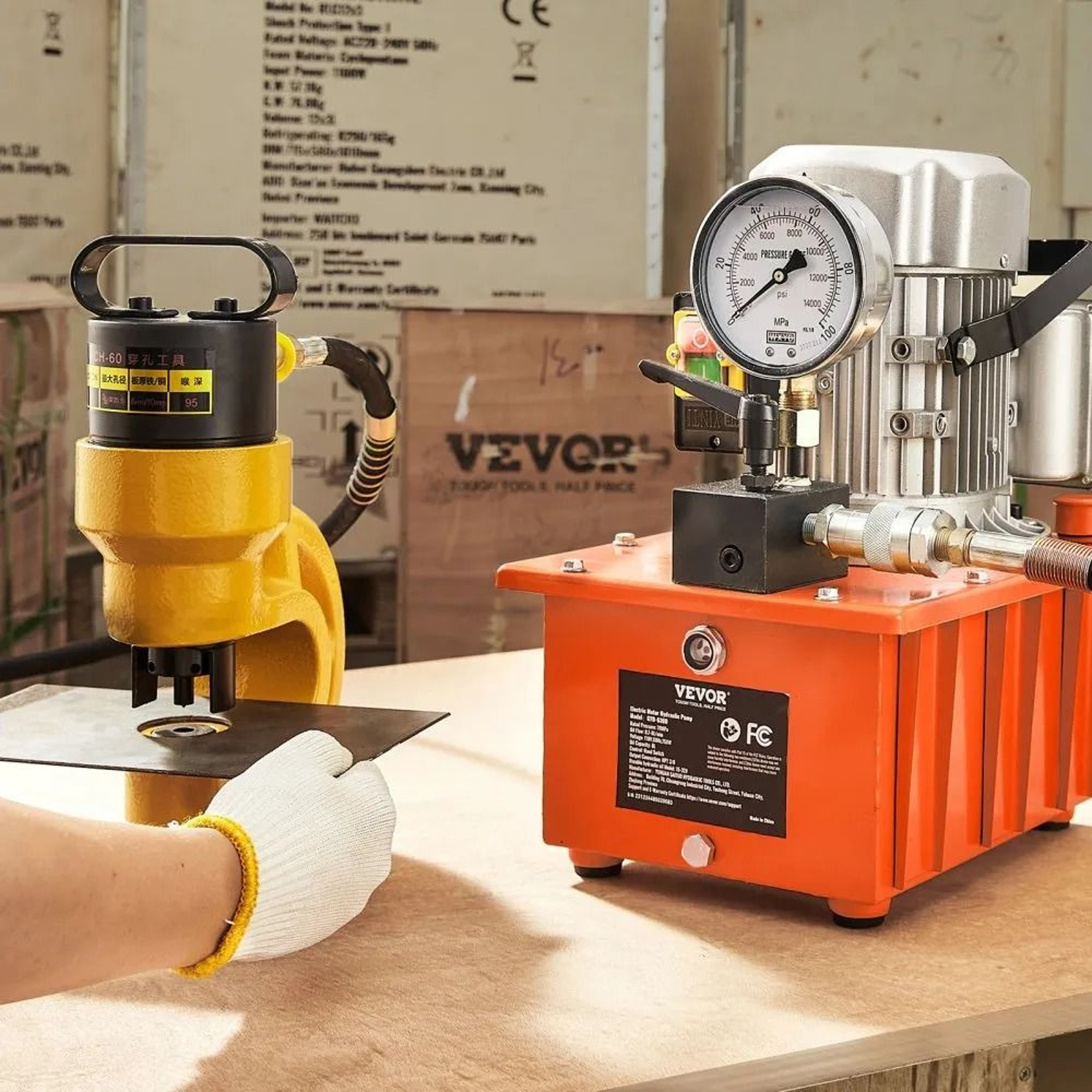 Electric Hydraulic Pump 10000 PSI 750W 110V 8L Single Acting Power Unit 6