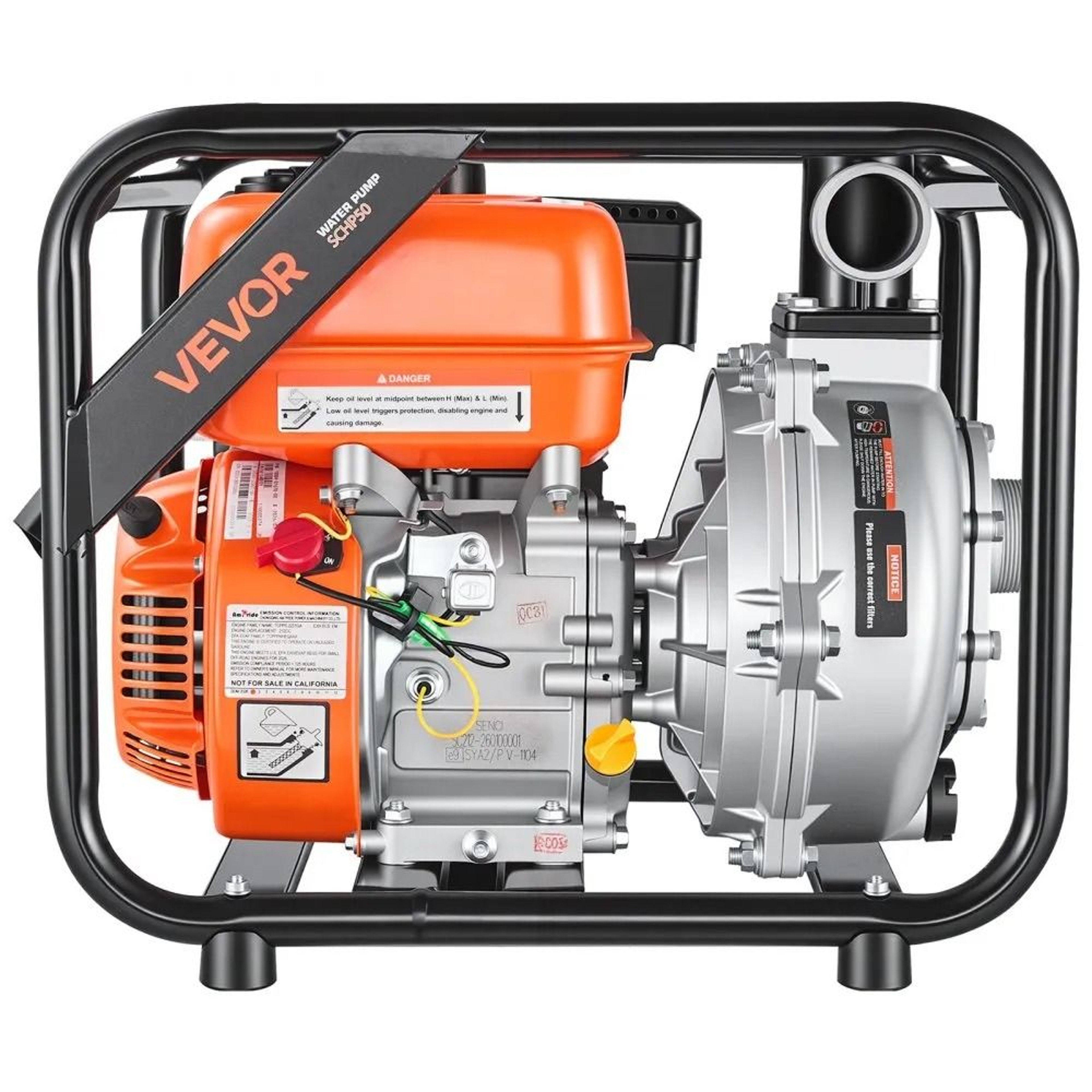 6HP Gas Powered Water Pump 2 Inch 128 GPM Semi Trash Transfer Pump With Hose 7