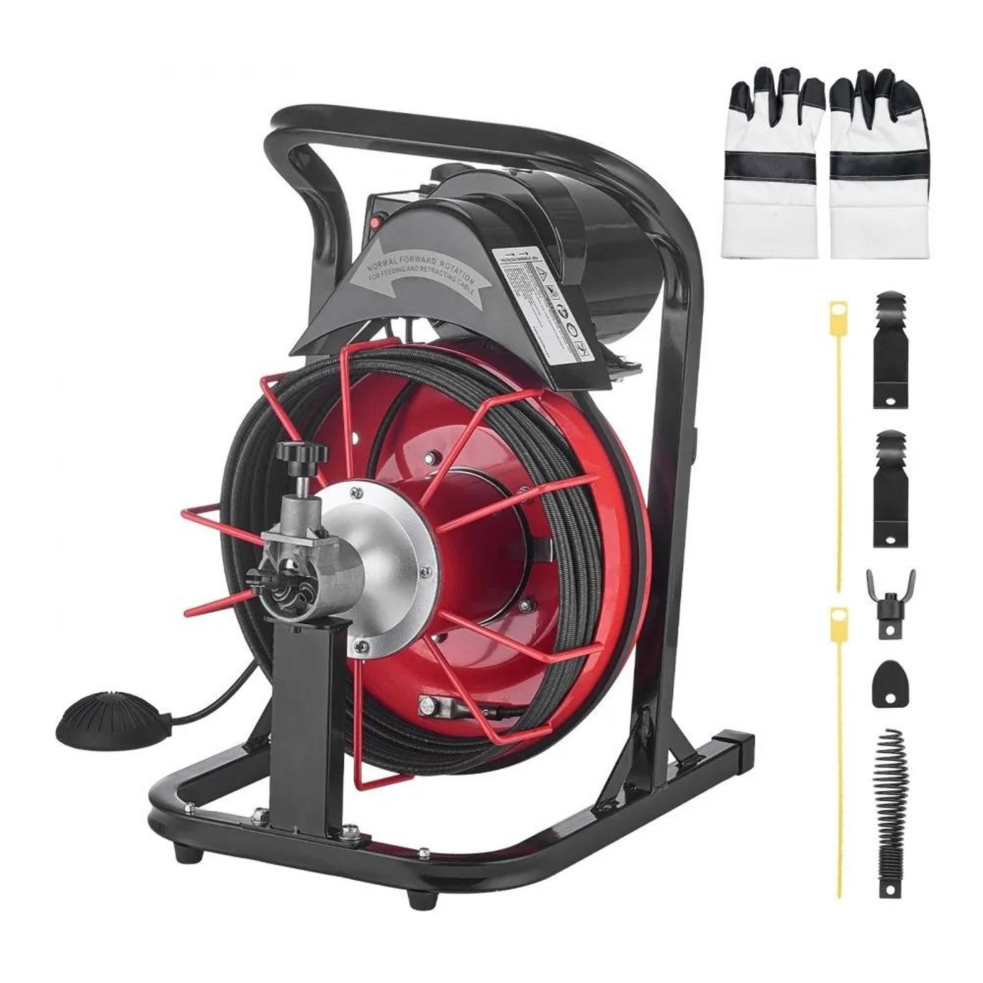 Drain Cleaner Machine 50FT Auto Feed Sewer Snake Auger With 4 Cutters For 2 To 4 Inch Pipes 0