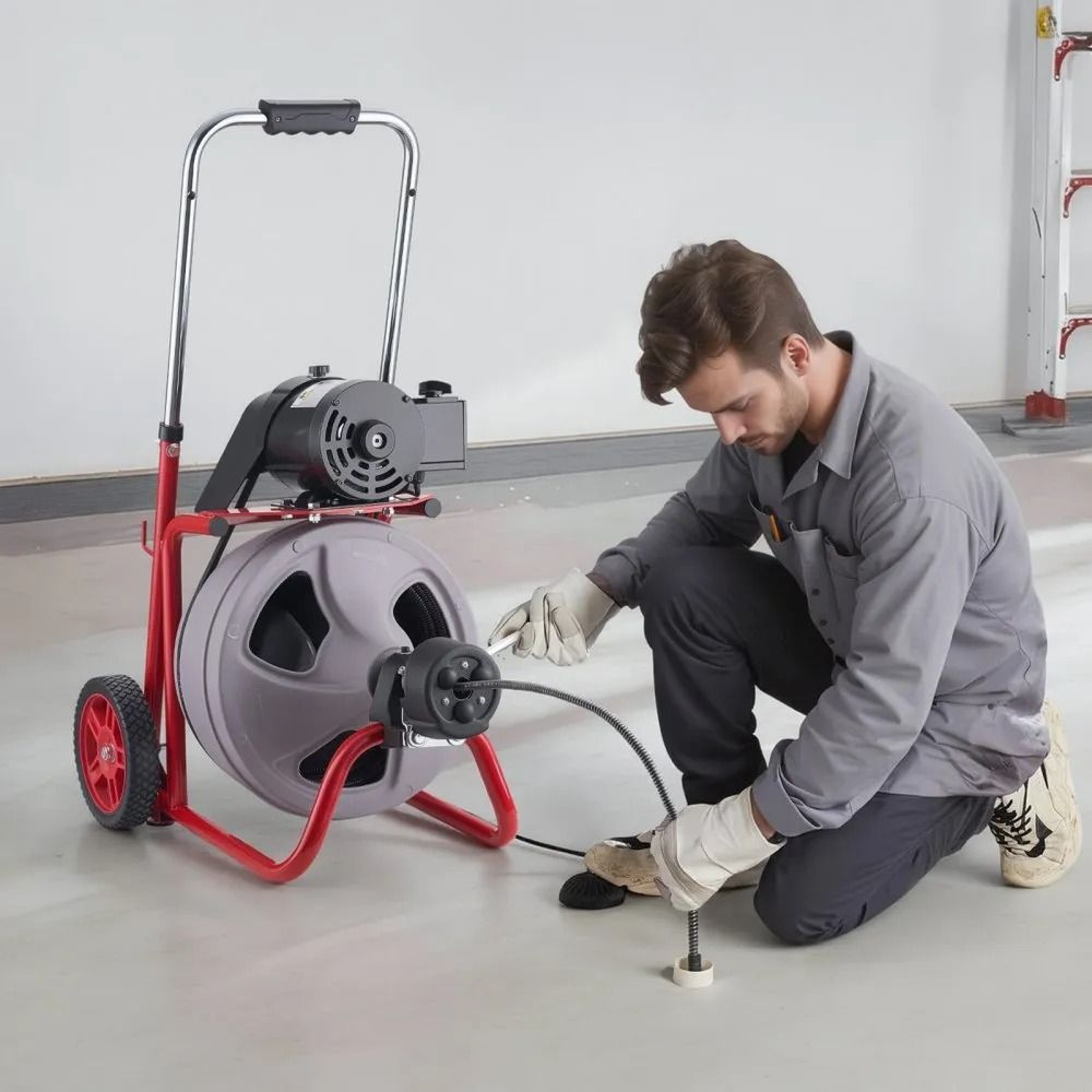 Drain Cleaner Machine Auto Feed Sewer Snake Auger With 8 Cutters 6