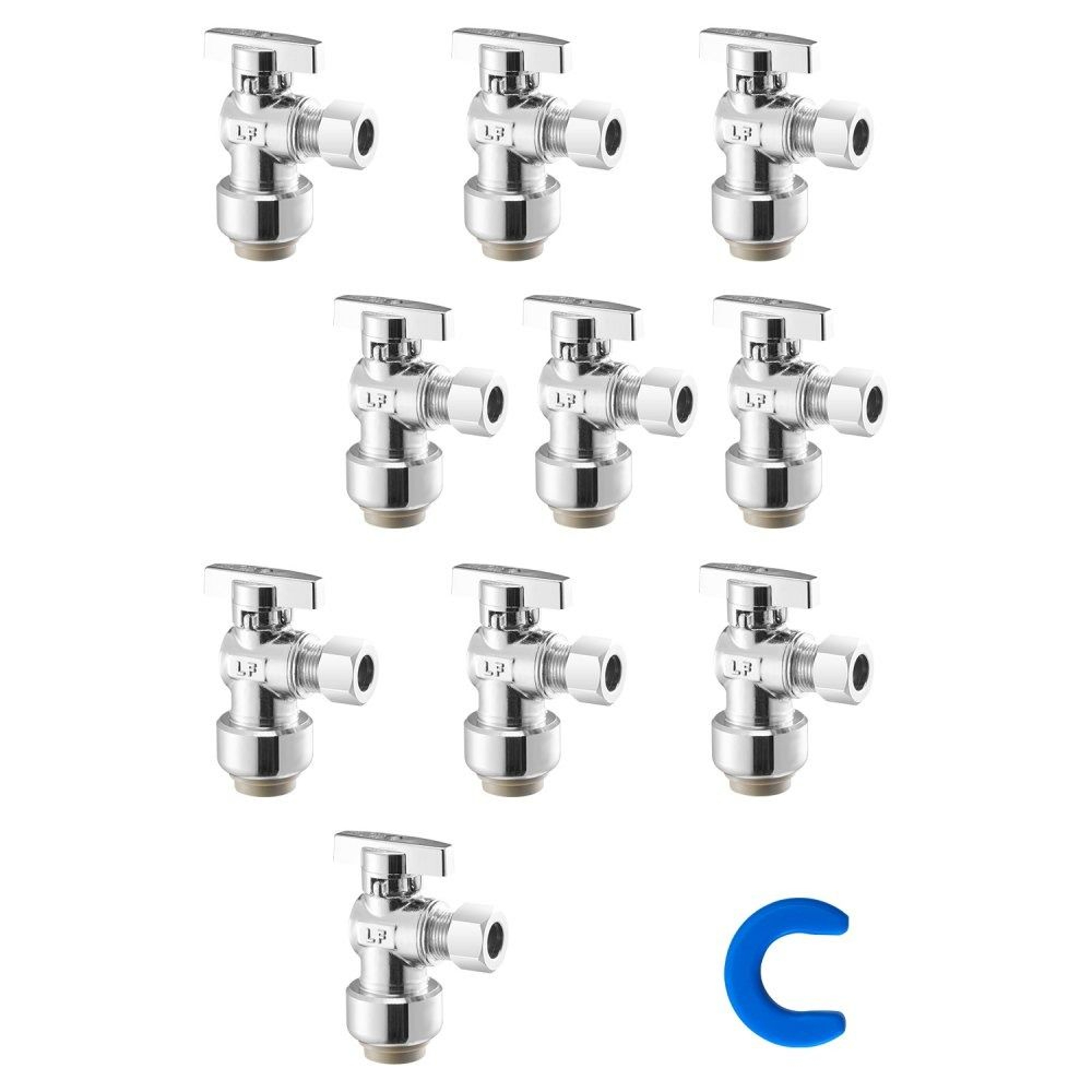 10 Pack Push To Connect Angle Stop Valve 12 PTC X 38 Compression Water Shut Off Valve 0