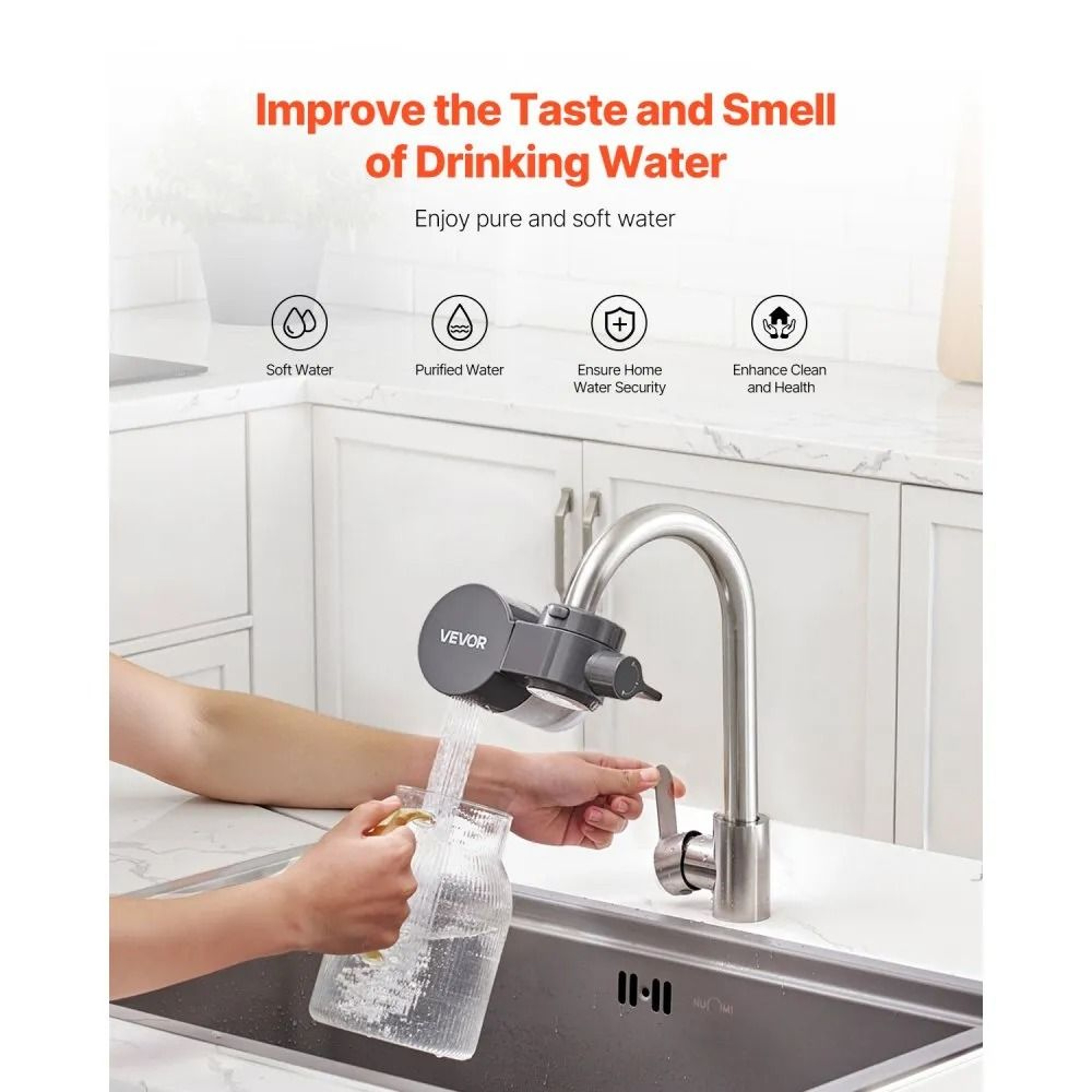 Faucet Mount Water Filter For Clean Kitchen Tap Water With Carbon Fiber Purification 1