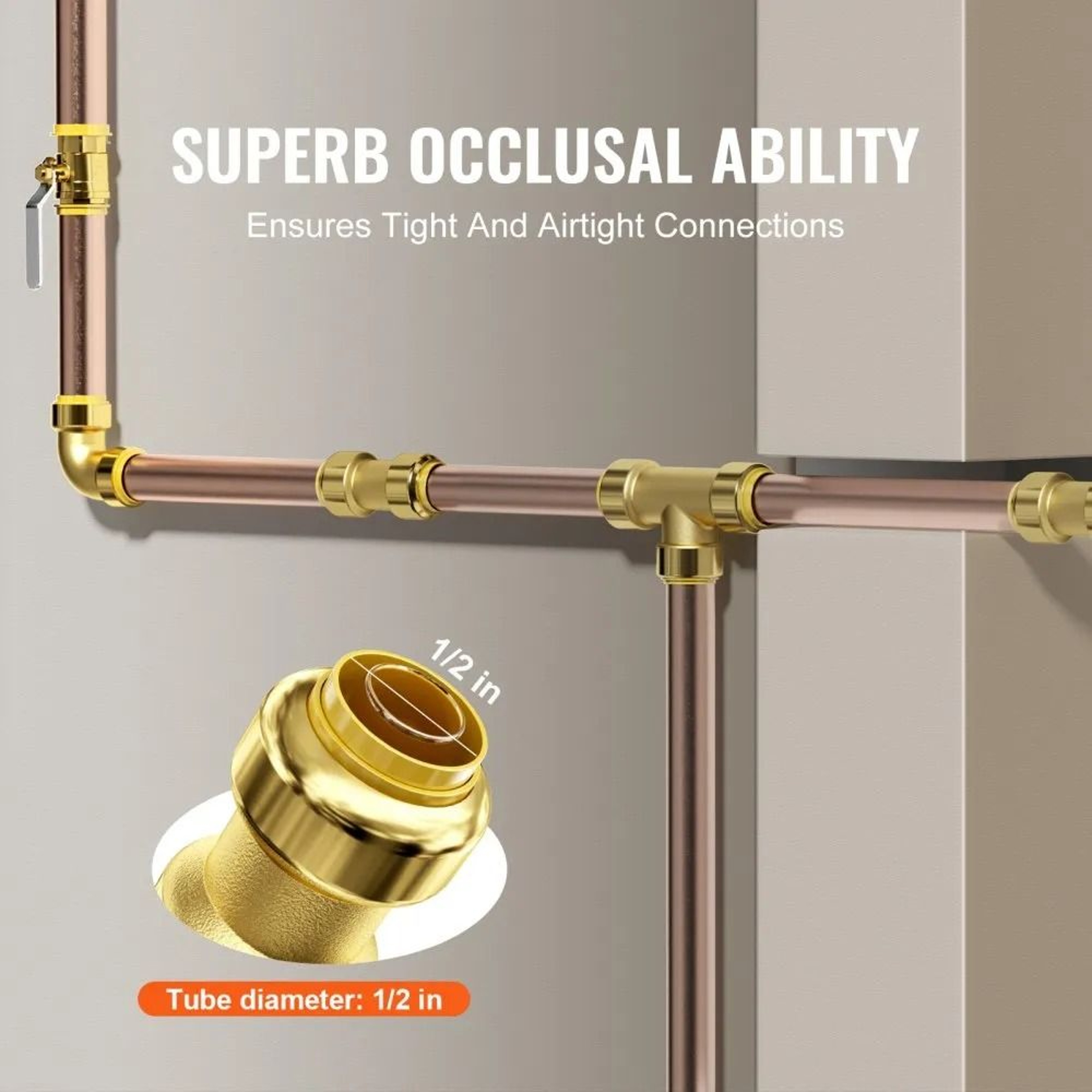 12 Inch Brass Push Fit Pipe Fittings Kit 25PCS For PEX Copper CPVC Plumbing 2