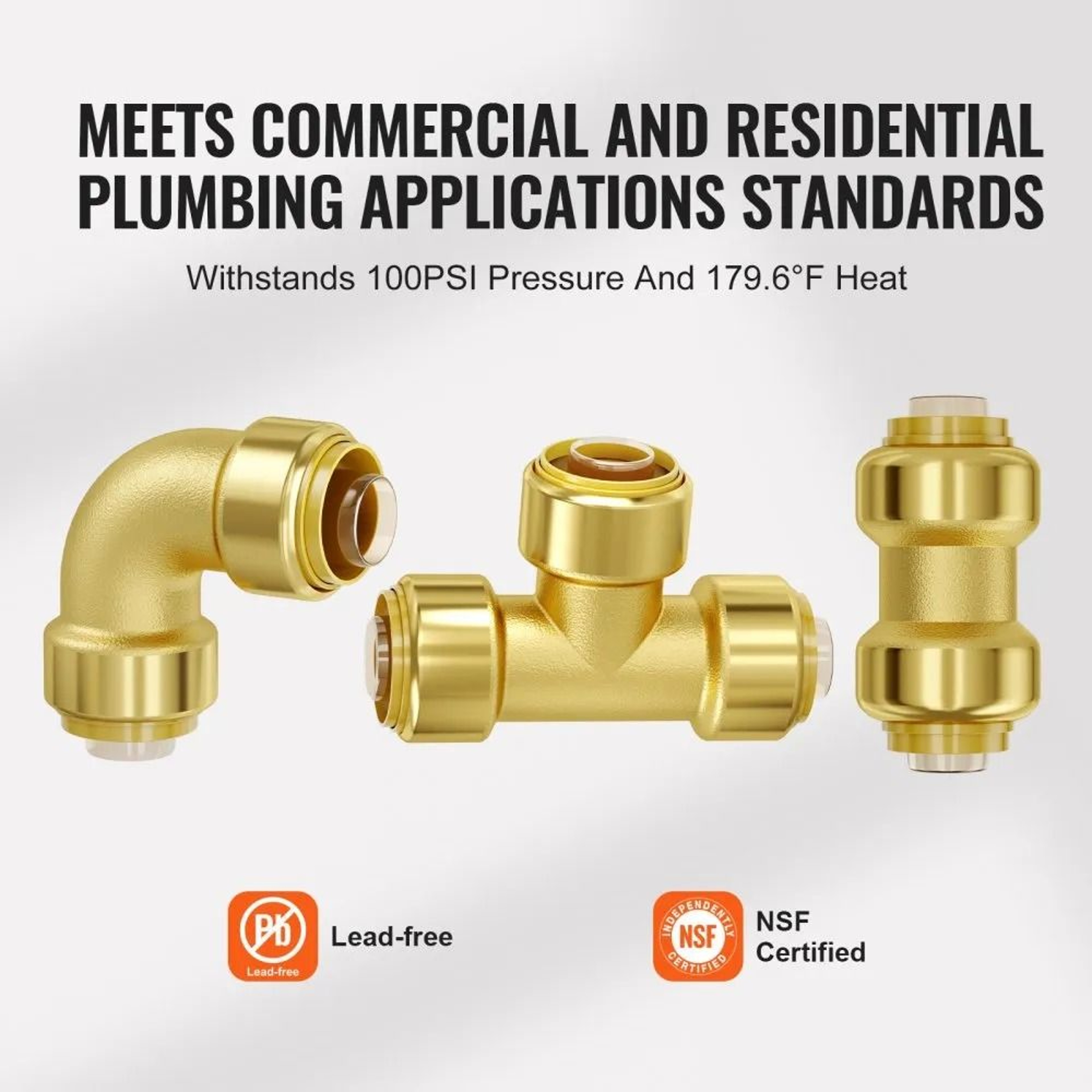 12 Inch Brass Push Fit Pipe Fittings Kit 25PCS For PEX Copper CPVC Plumbing 3