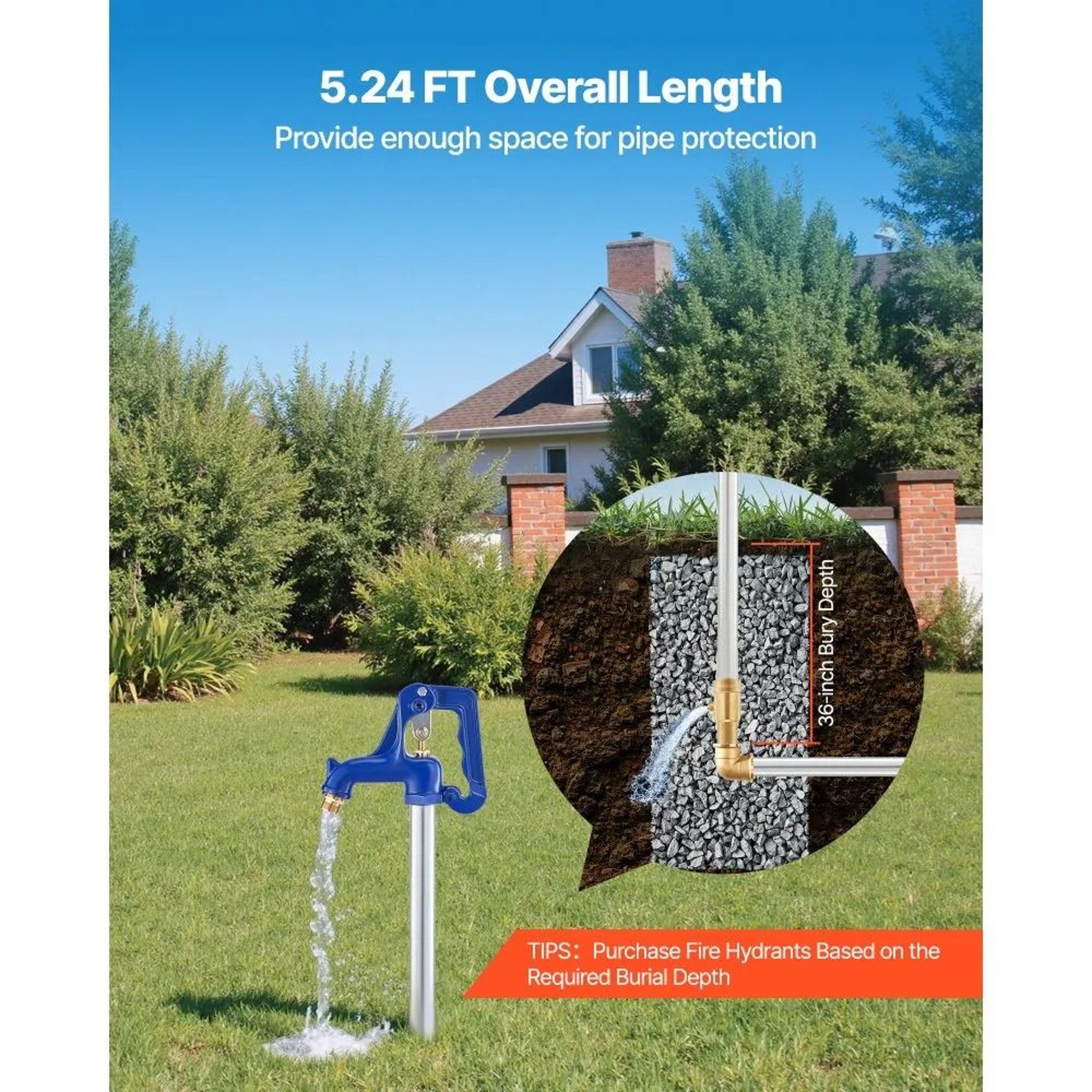 Frost Proof Yard Hydrant 524FT Freeze Proof Outdoor Faucet For Garden Irrigation 2