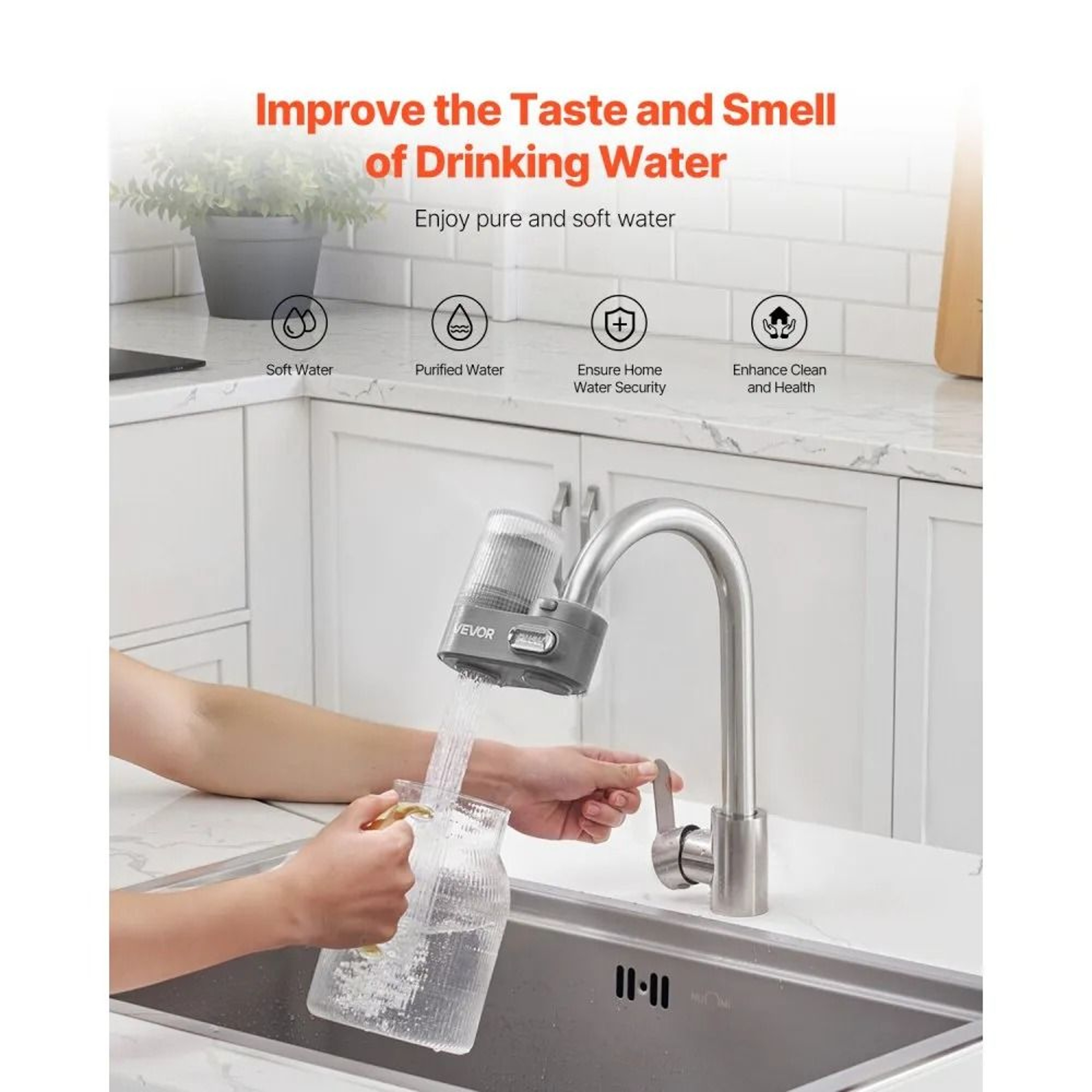 Faucet Mount Water Filter With Carbon Fiber Purification For Clean Kitchen Sink Water 1