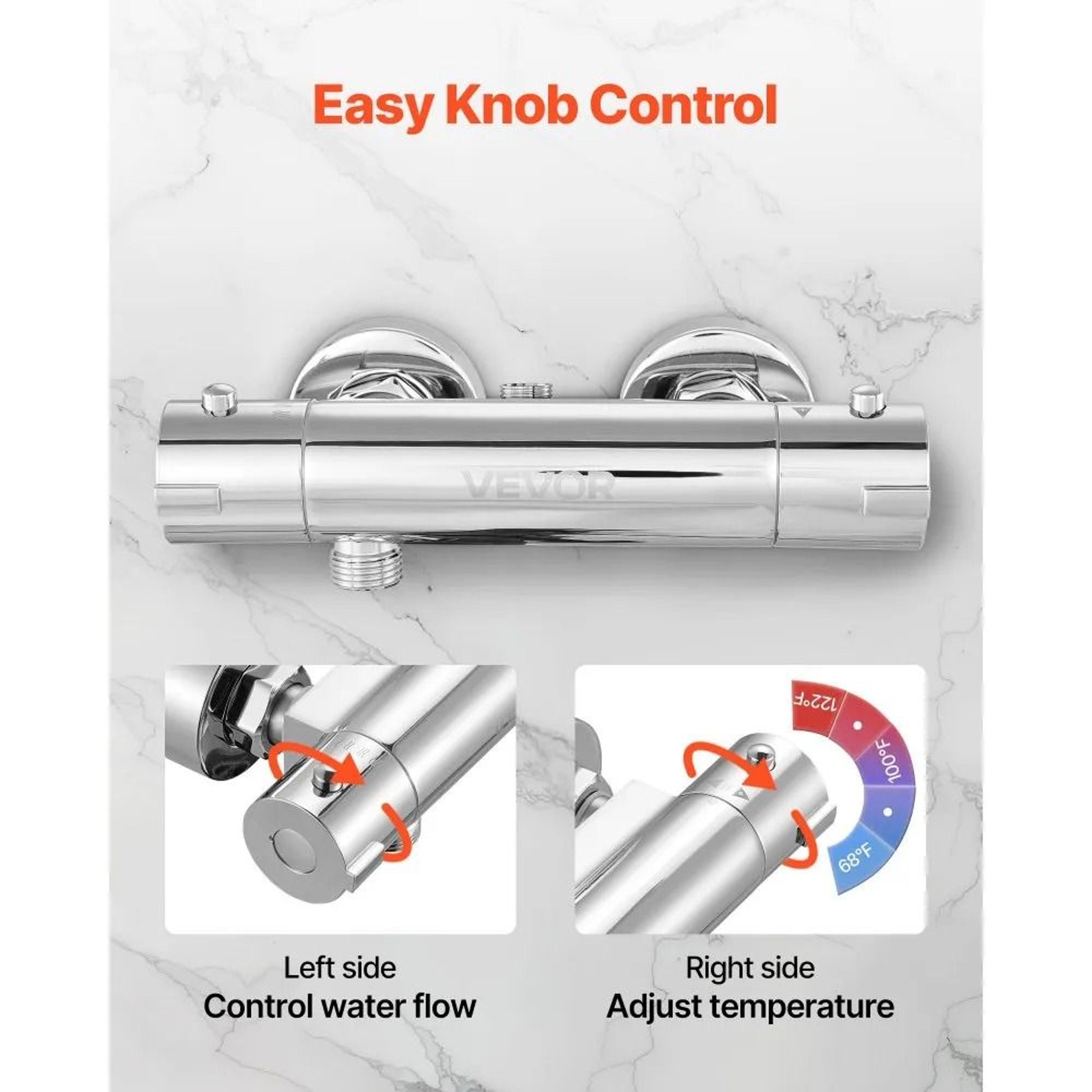 Thermostatic Shower Faucet Valve With Secure Lock And Leak Proof Chrome Finish 1