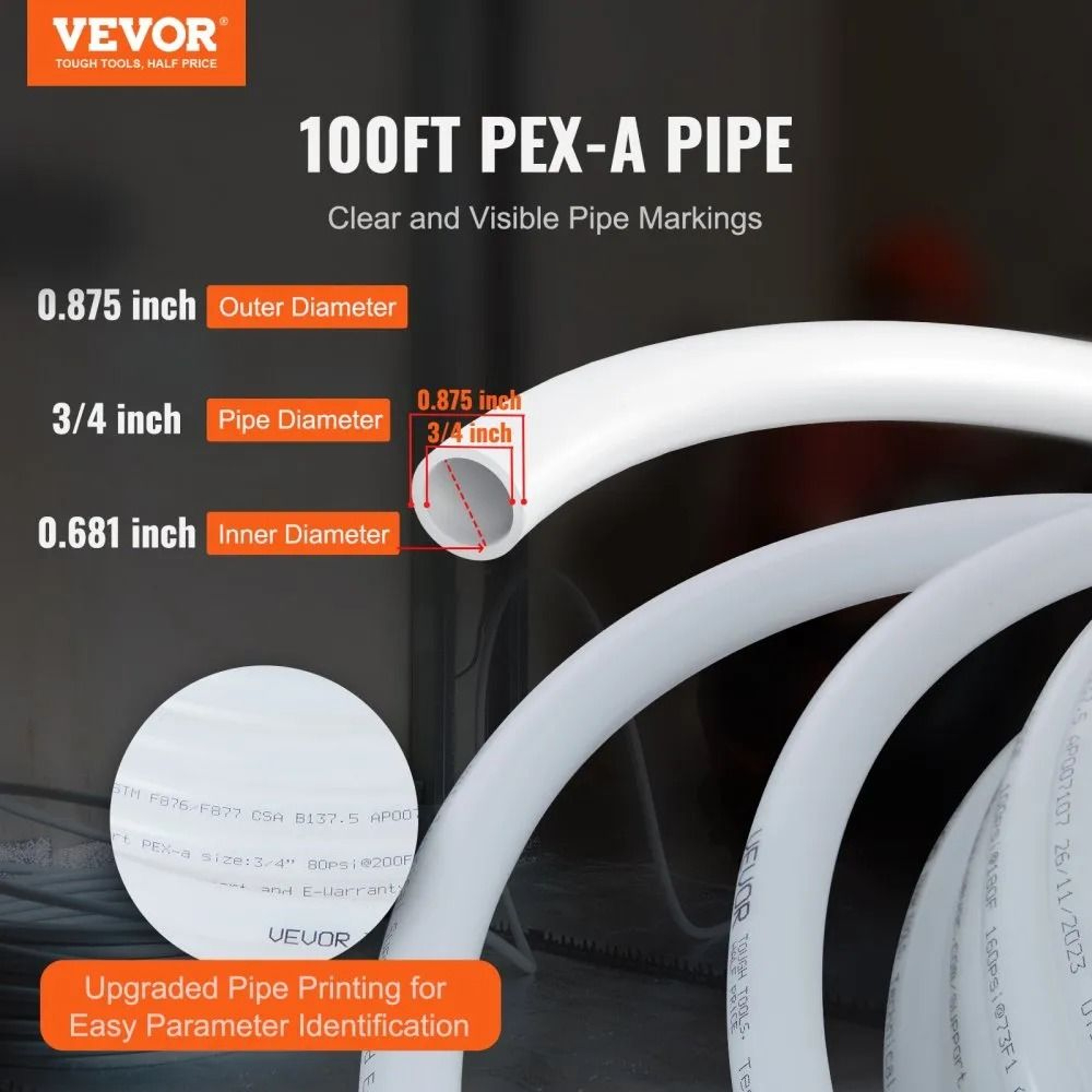 34 Inch PEX A Pipe 100FT Flexible Potable Water Tubing With Cutter 1