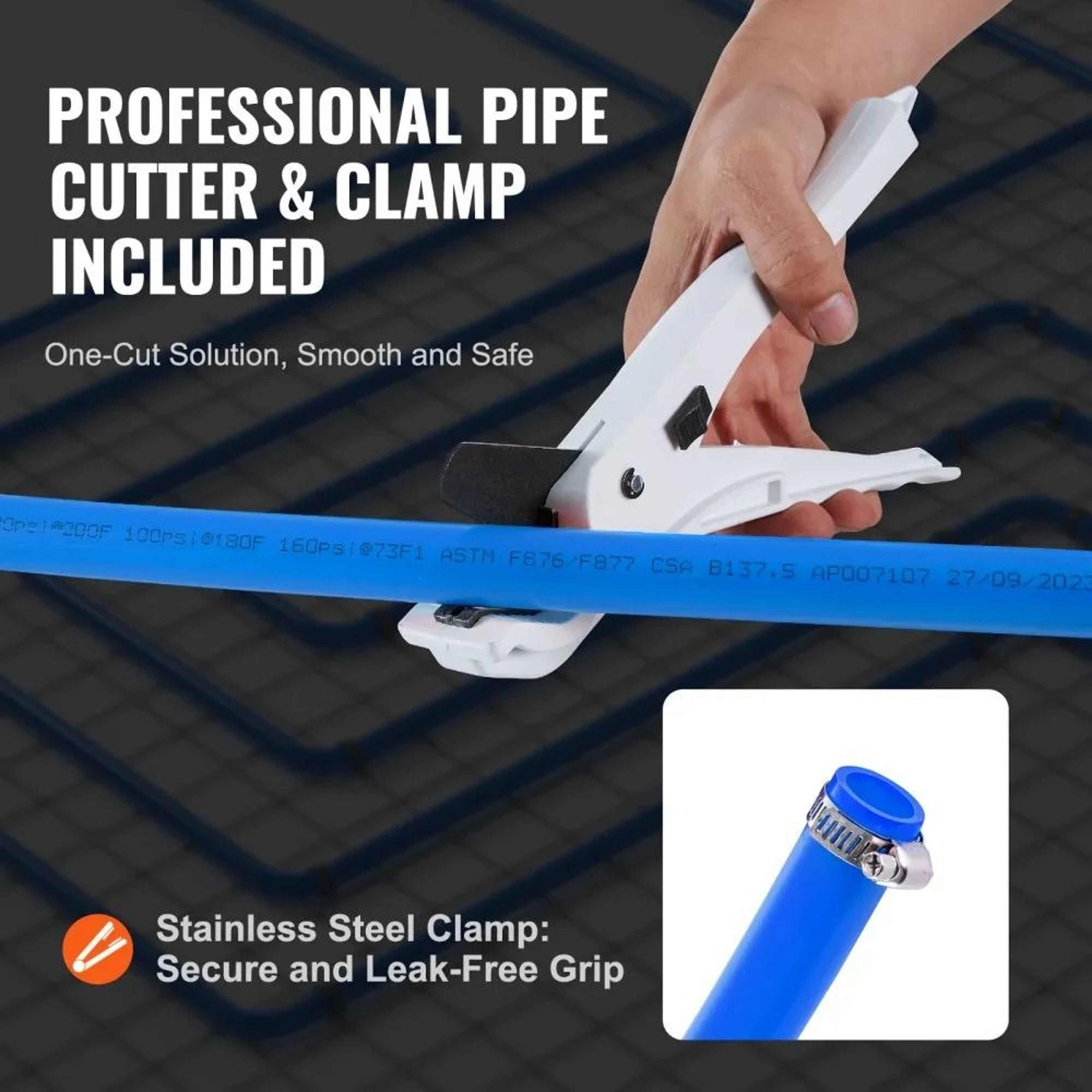 34 Inch PEX Pipe 100 FT PEX B Flexible Water Tubing With Cutter Clamps 2