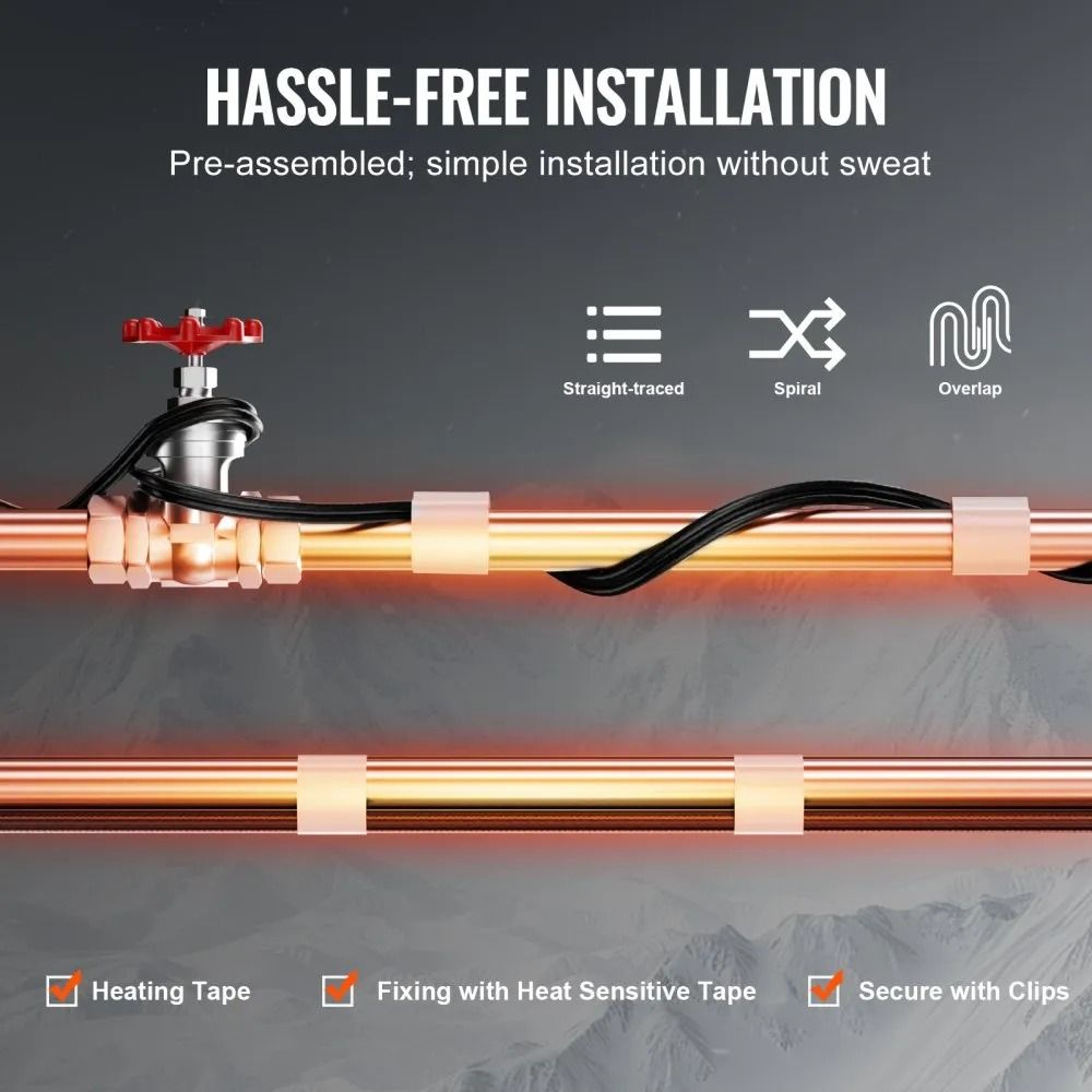 Self Regulating Pipe Heating Cable 140FT Roof Heat Tape For Pipe Freeze Protection 3