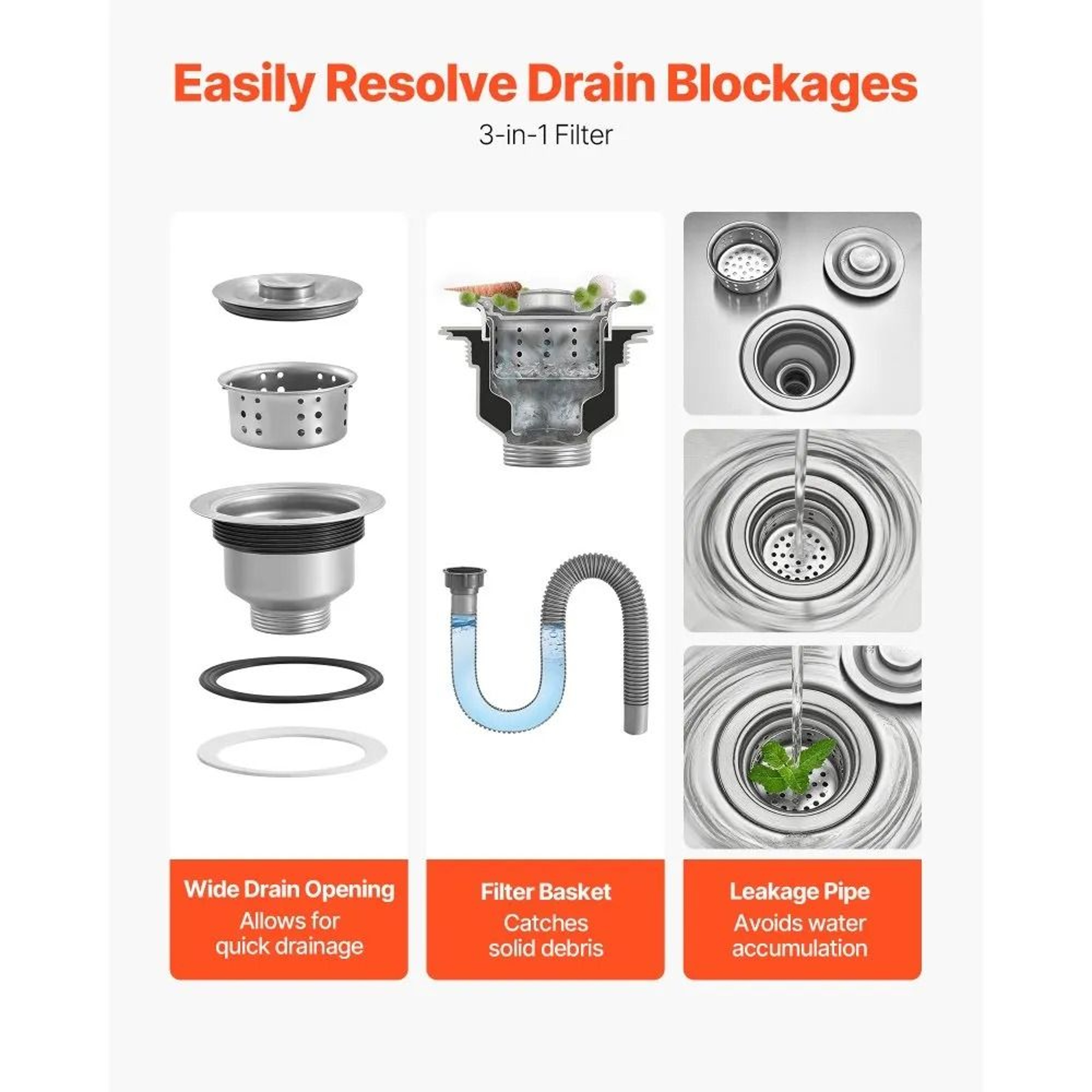 Stainless Steel Mop Sink 22x19x12 Inch Wall Mounted Utility Sink With 3 In 1 Drain Filter 4