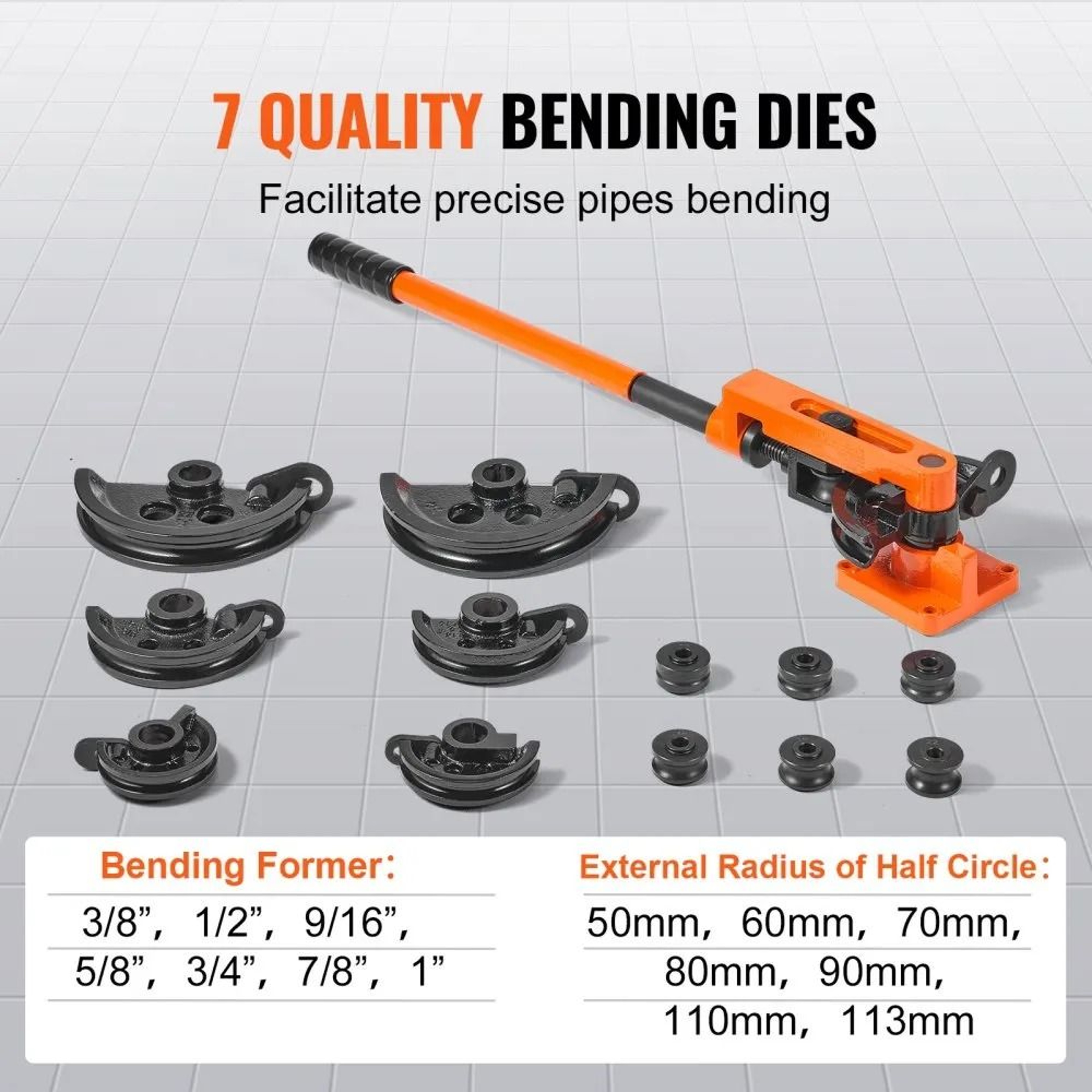 Manual Pipe Tube Bender 38 To 1 Inch With 7 Dies For HVAC And Metal Tubes 5
