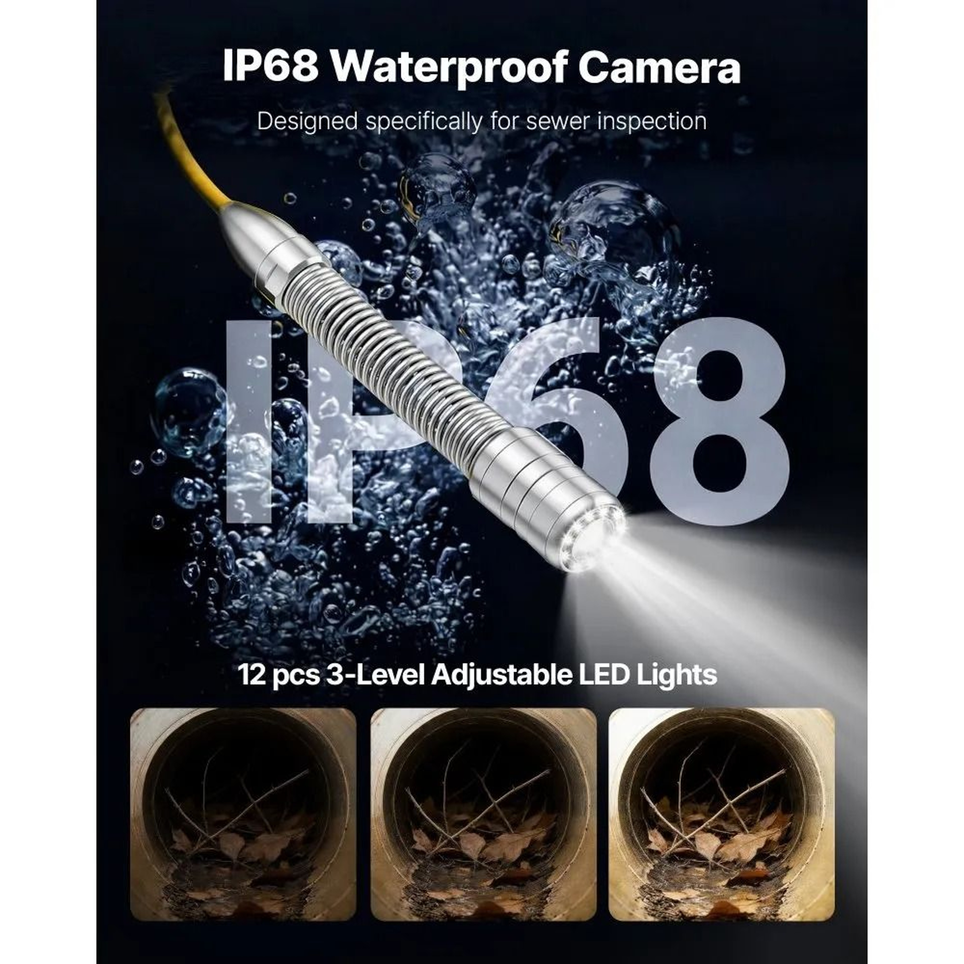 WiFi Sewer Camera 20m HD Drain Pipe Inspection Camera With IP68 Waterproof Cable 3