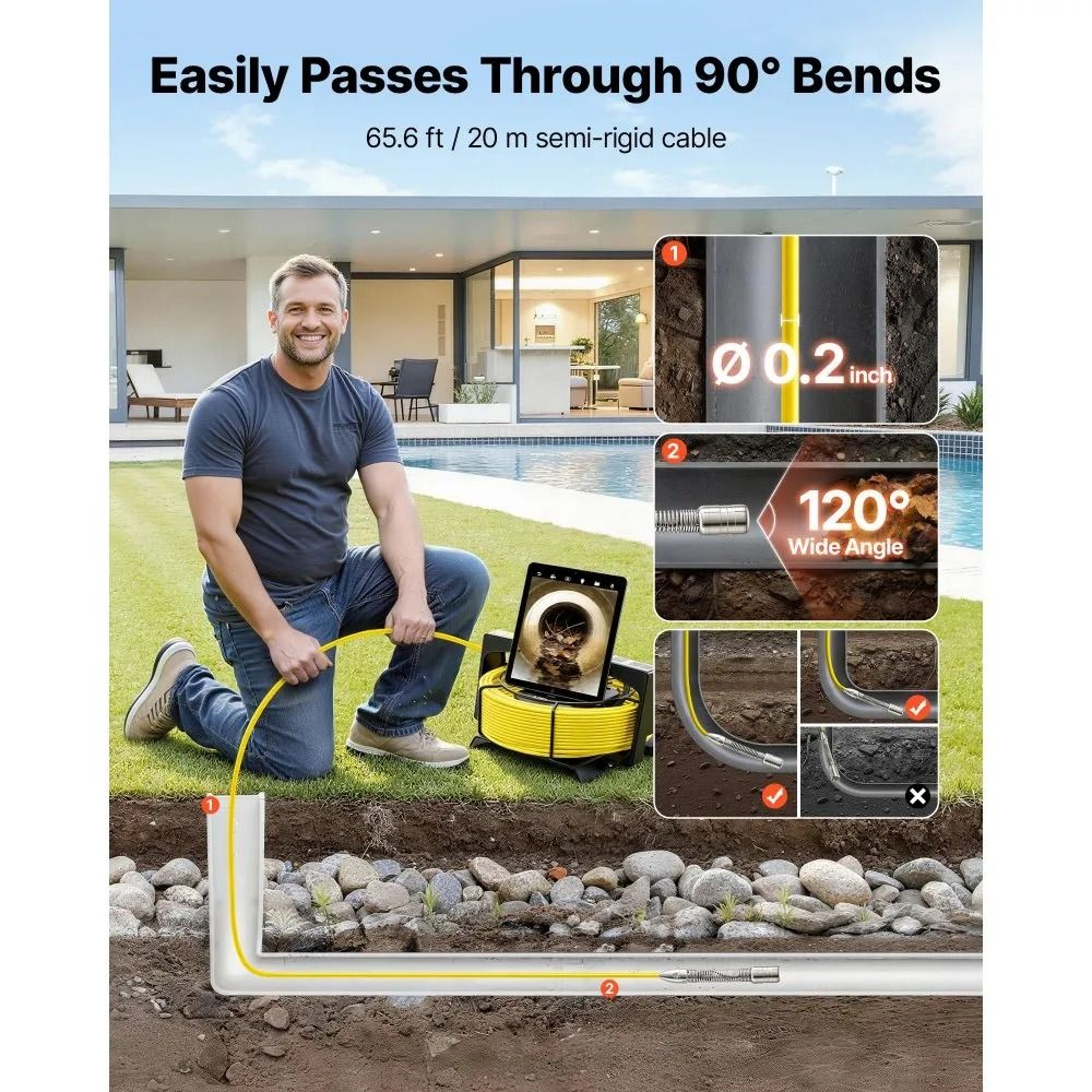 WiFi Sewer Camera 20m HD Drain Pipe Inspection Camera With IP68 Waterproof Cable 4