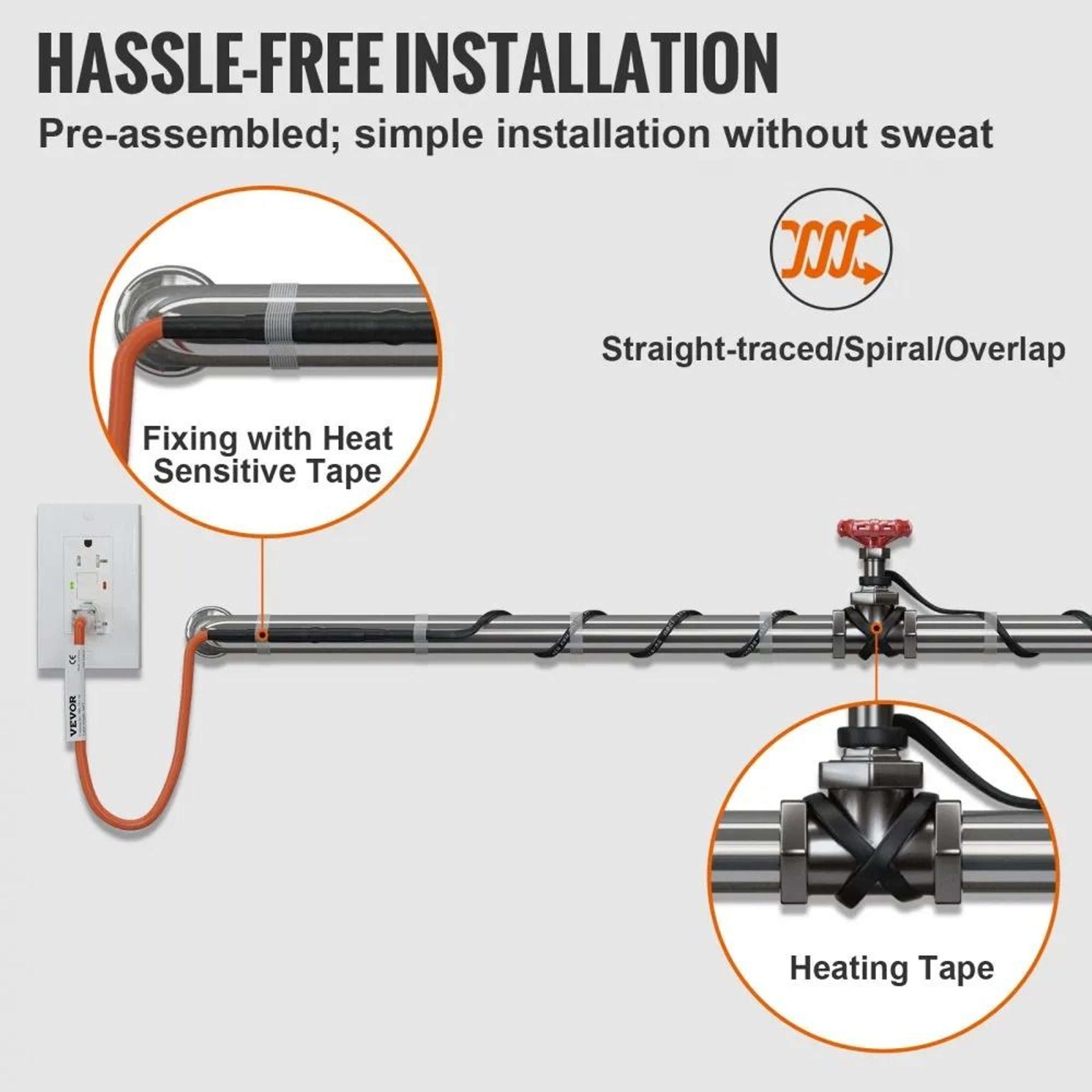 100ft Self Regulating Pipe Heating Cable 5Wft Freeze Protection Heat Tape 2