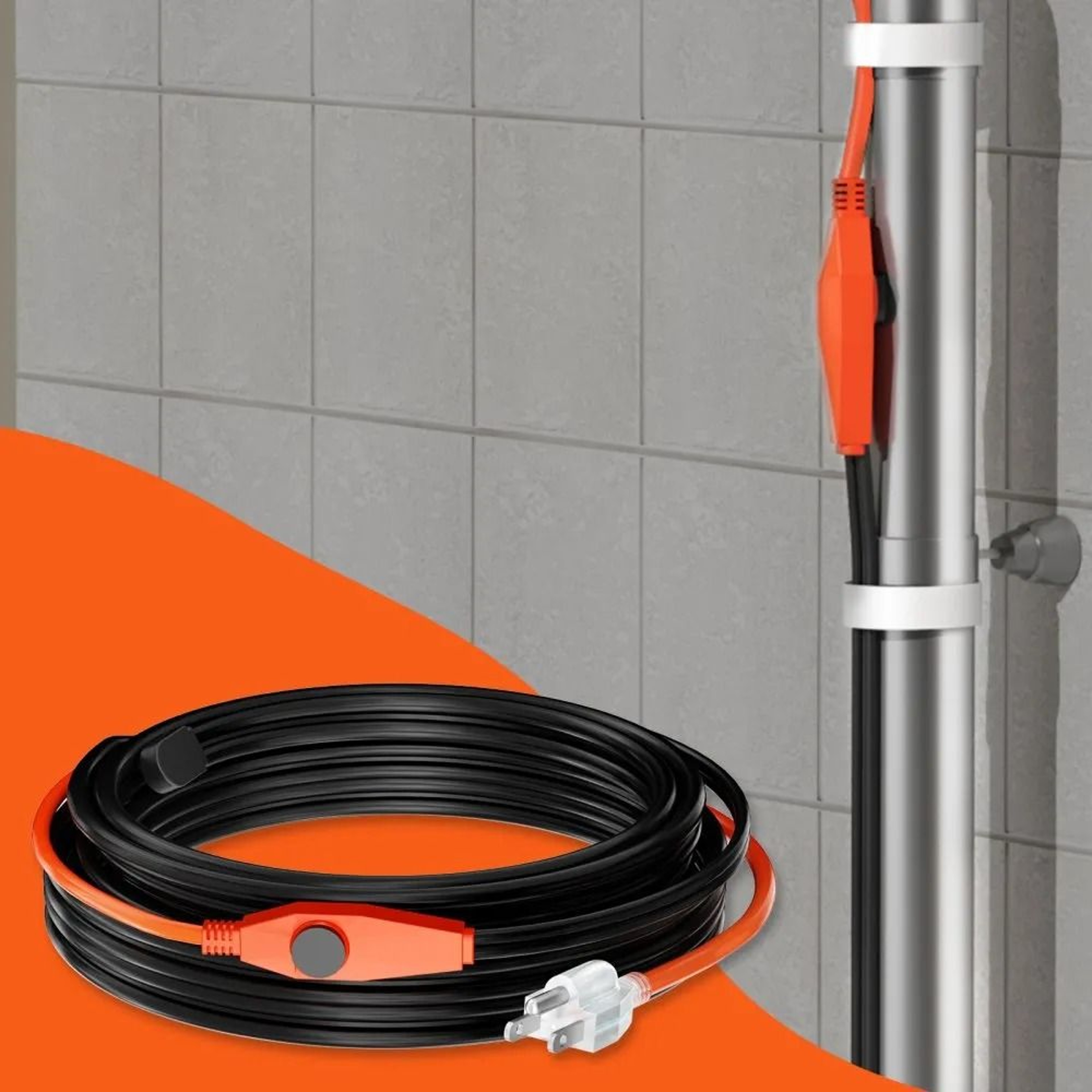30FT Pipe Heating Cable 7W FT Heat Tape With Thermostat For Freeze Protection 7