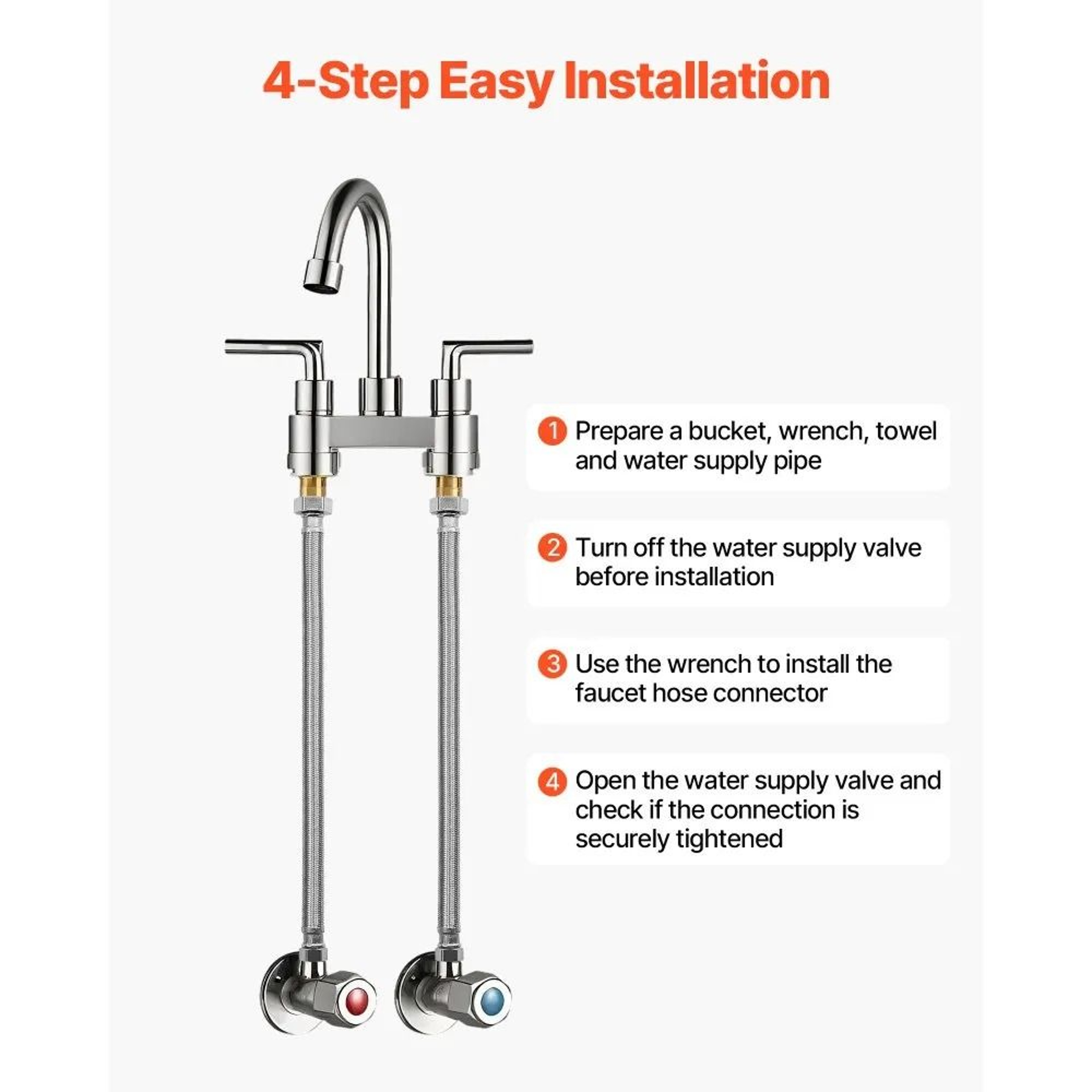 24 Inch Braided Stainless Steel Faucet Supply Line Connector 2 Pack 5
