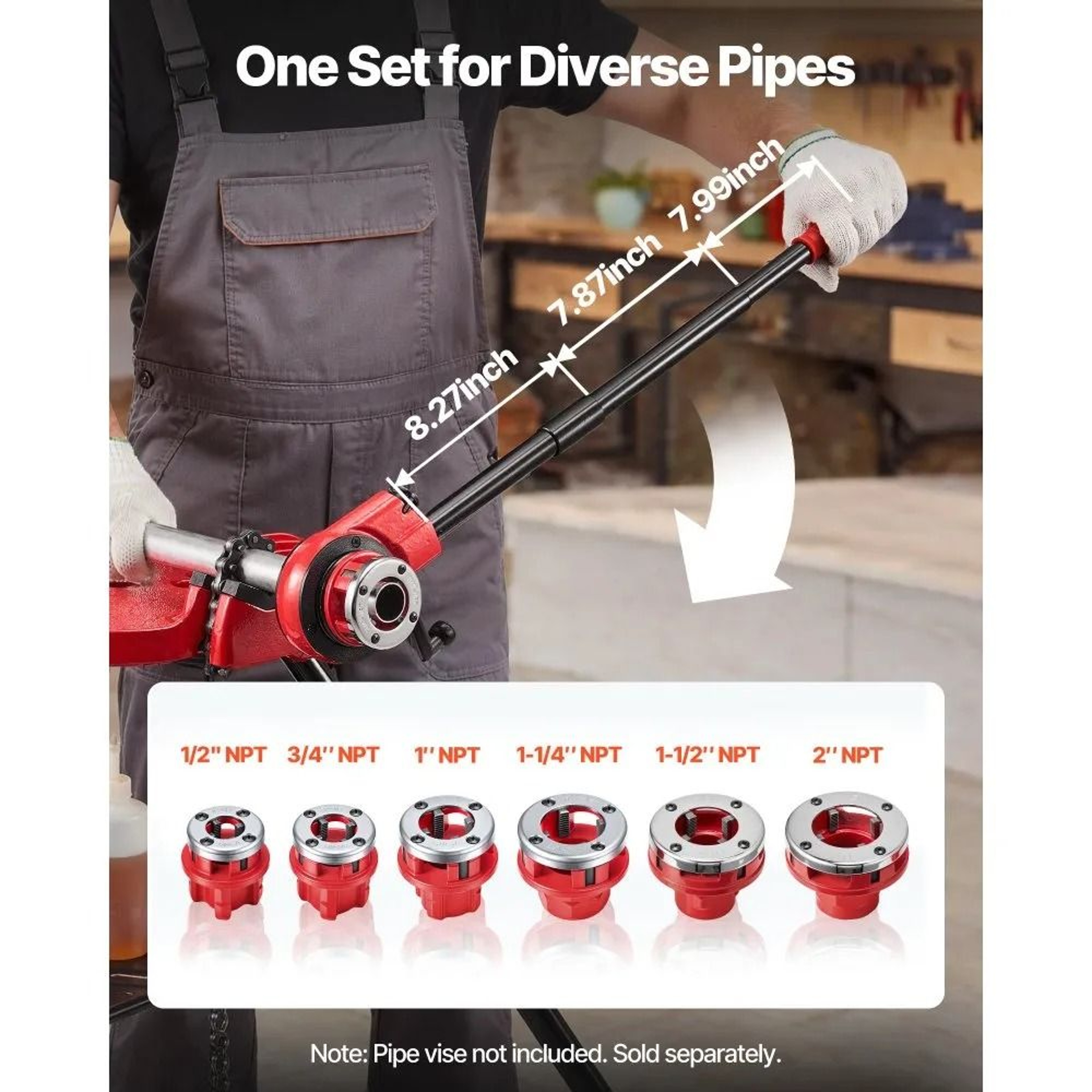Ratchet Pipe Threader Kit With 6 Dies Portable Plumbing Threading Tool Set 1