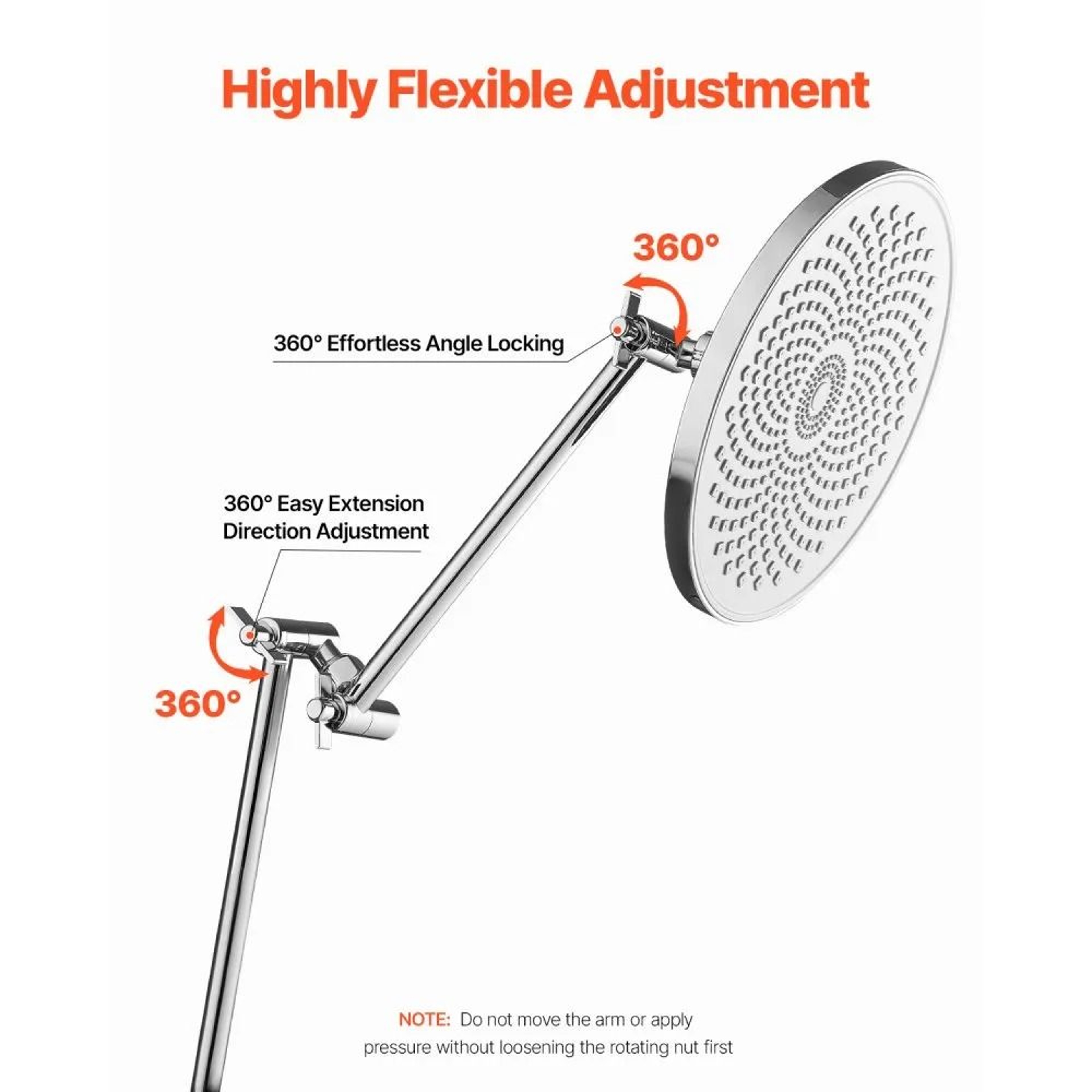 Adjustable Shower Head Extension Arm 11 Inch Brass Extender With 360 Height Angle Control 1