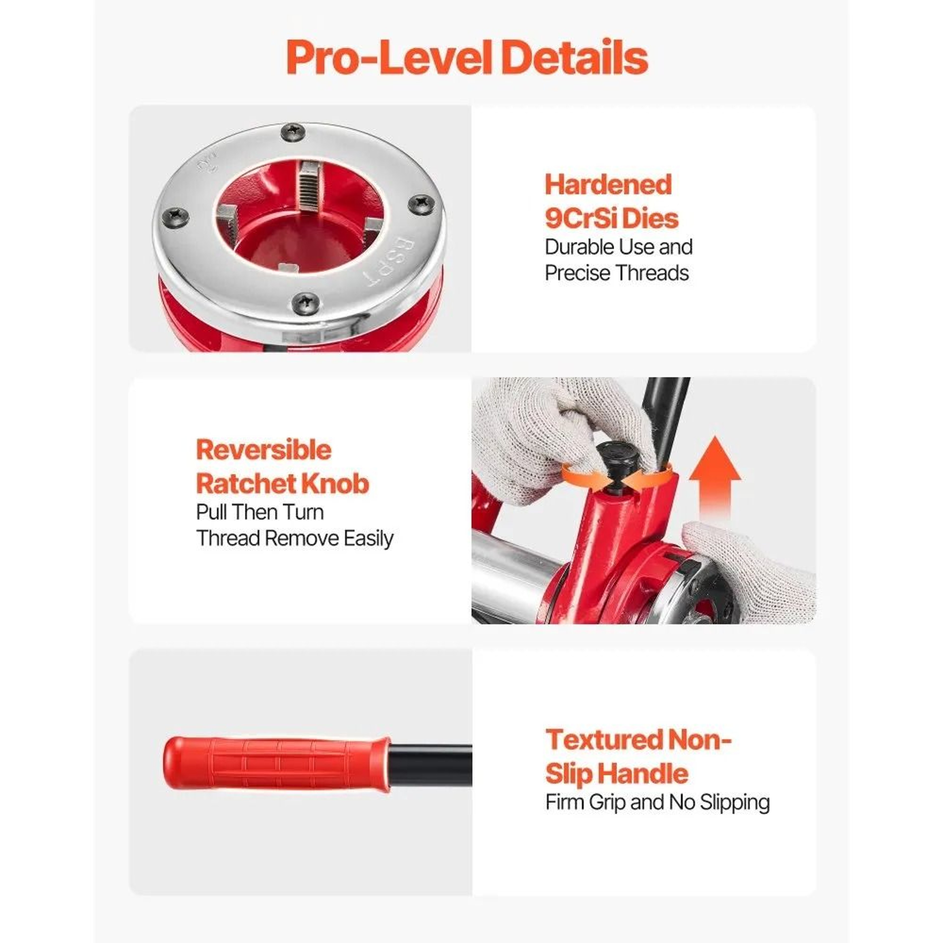 Ratchet Pipe Threader Kit 7 Dies Manual Pipe Threader Tool For Plumbing Repair 2