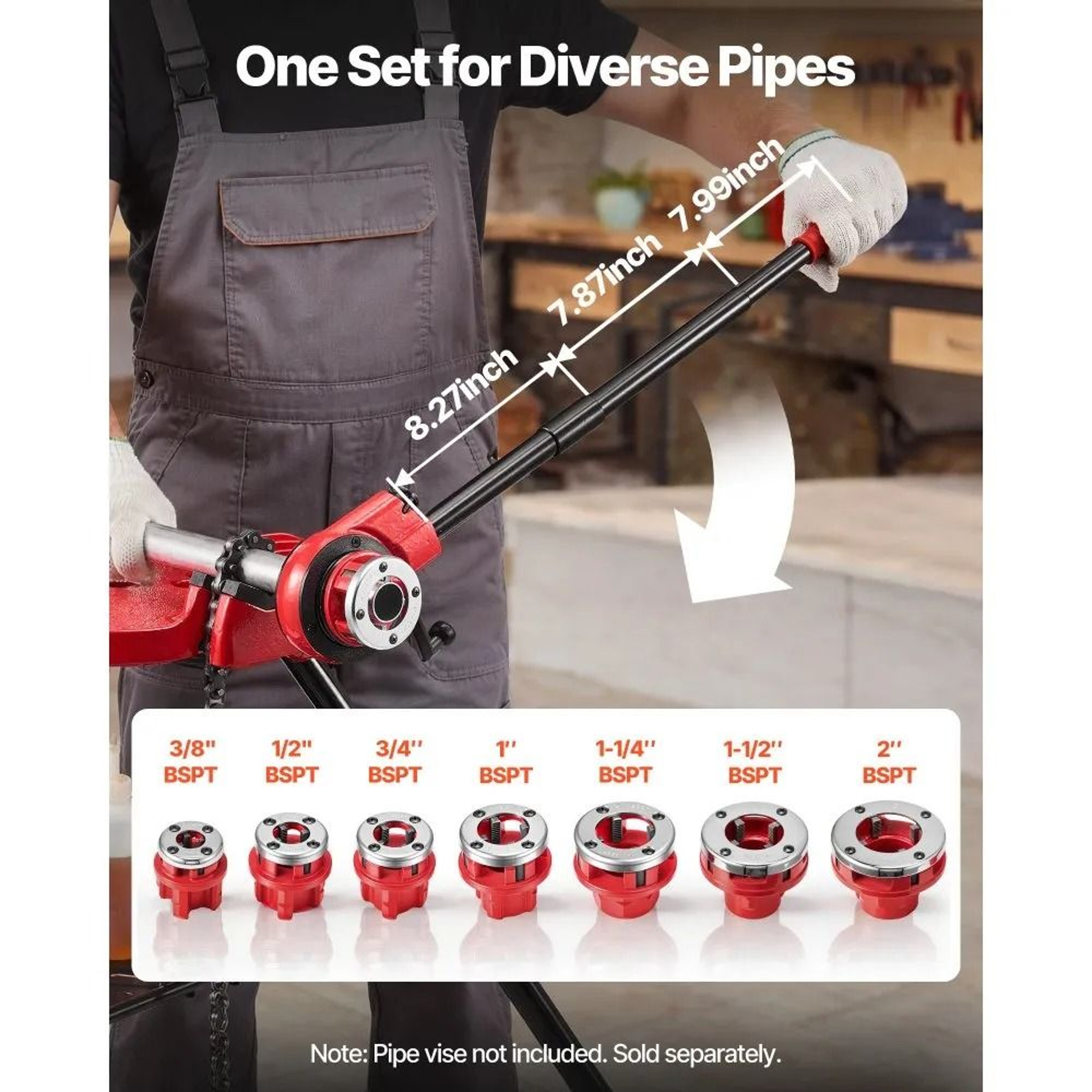 Ratchet Pipe Threader Kit 7 Dies Manual Pipe Threader Tool For Plumbing Repair 1