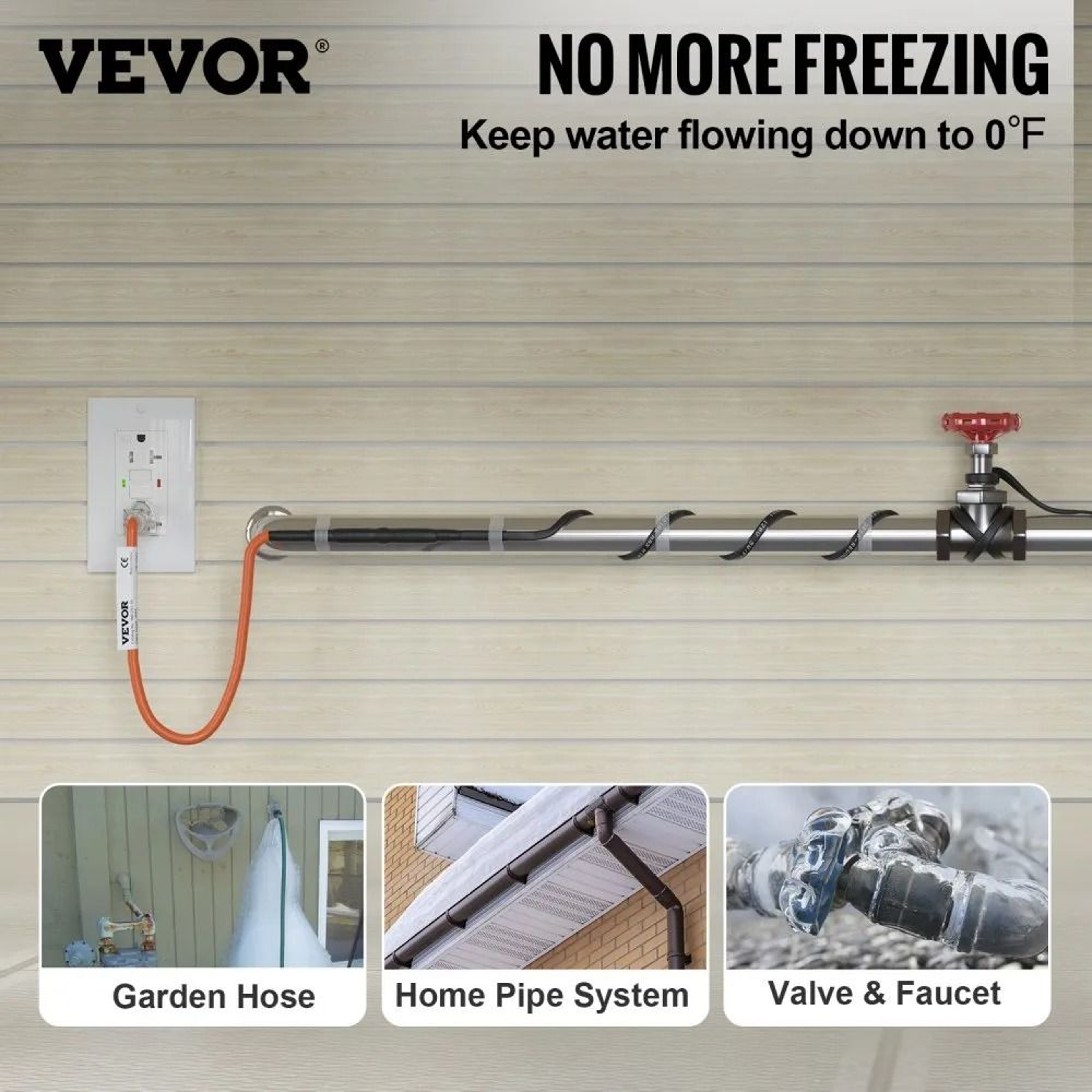 120ft Self Regulating Pipe Heating Cable 5Wft With Thermostat 6