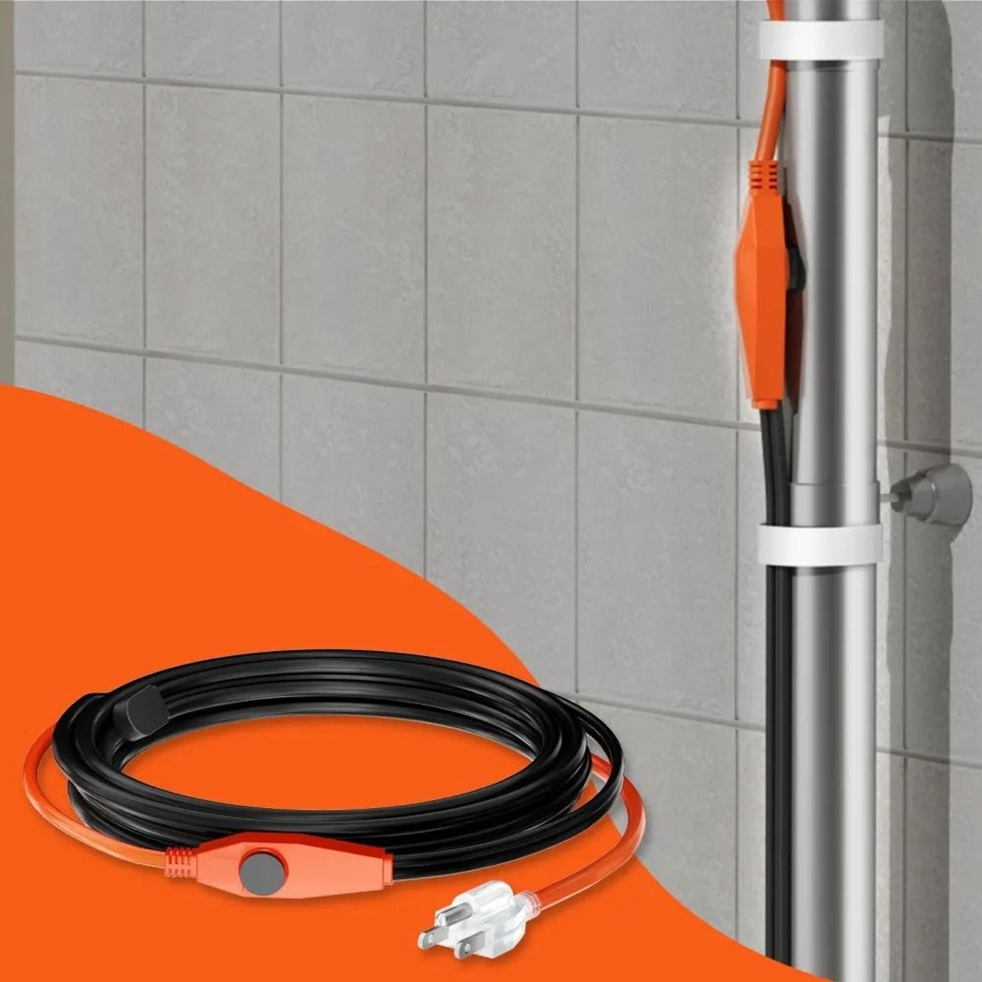 12FT Pipe Heating Cable With Thermostat 7W FT Heat Tape For Frozen Pipe Protection 6