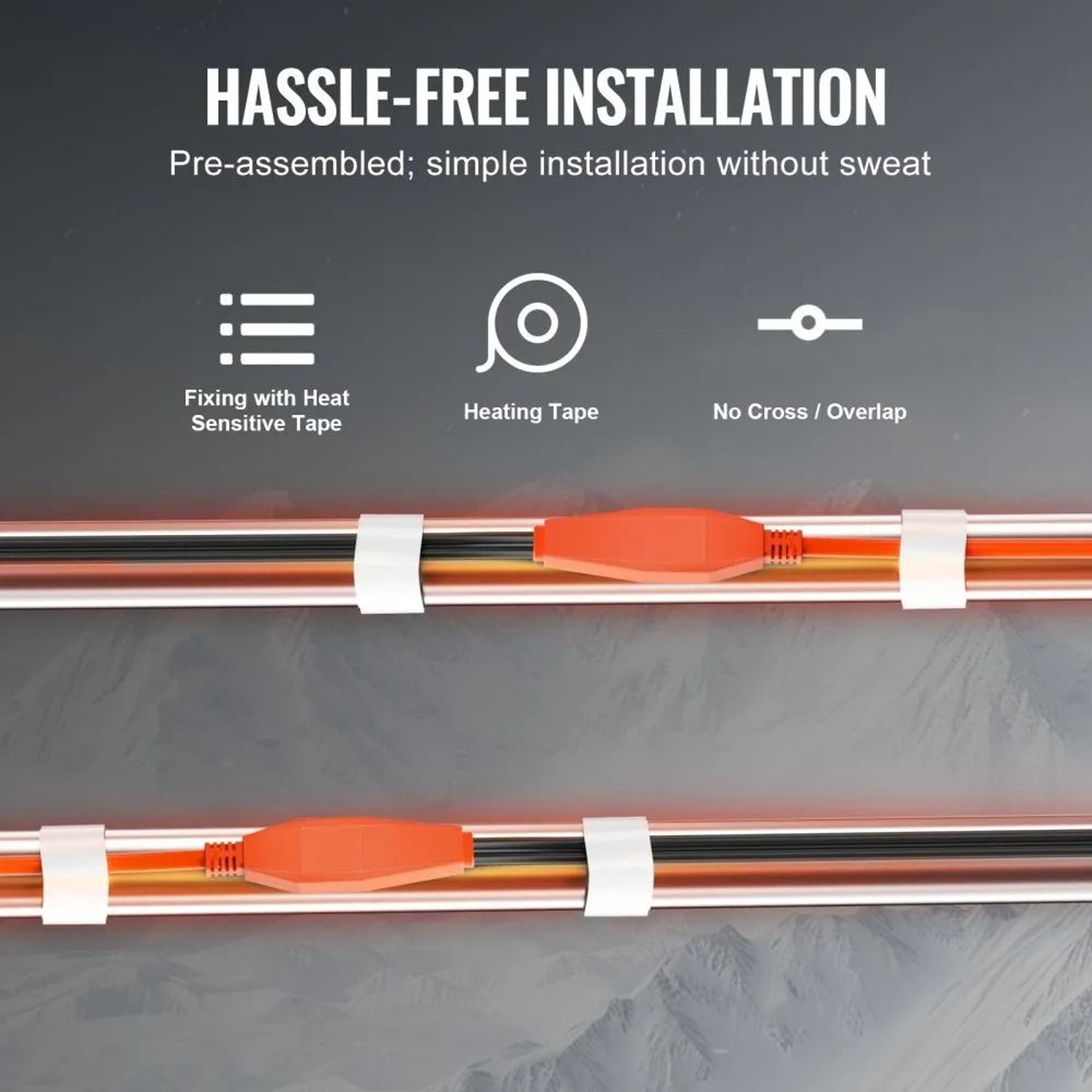 12FT Pipe Heating Cable With Thermostat 7W FT Heat Tape For Frozen Pipe Protection 2