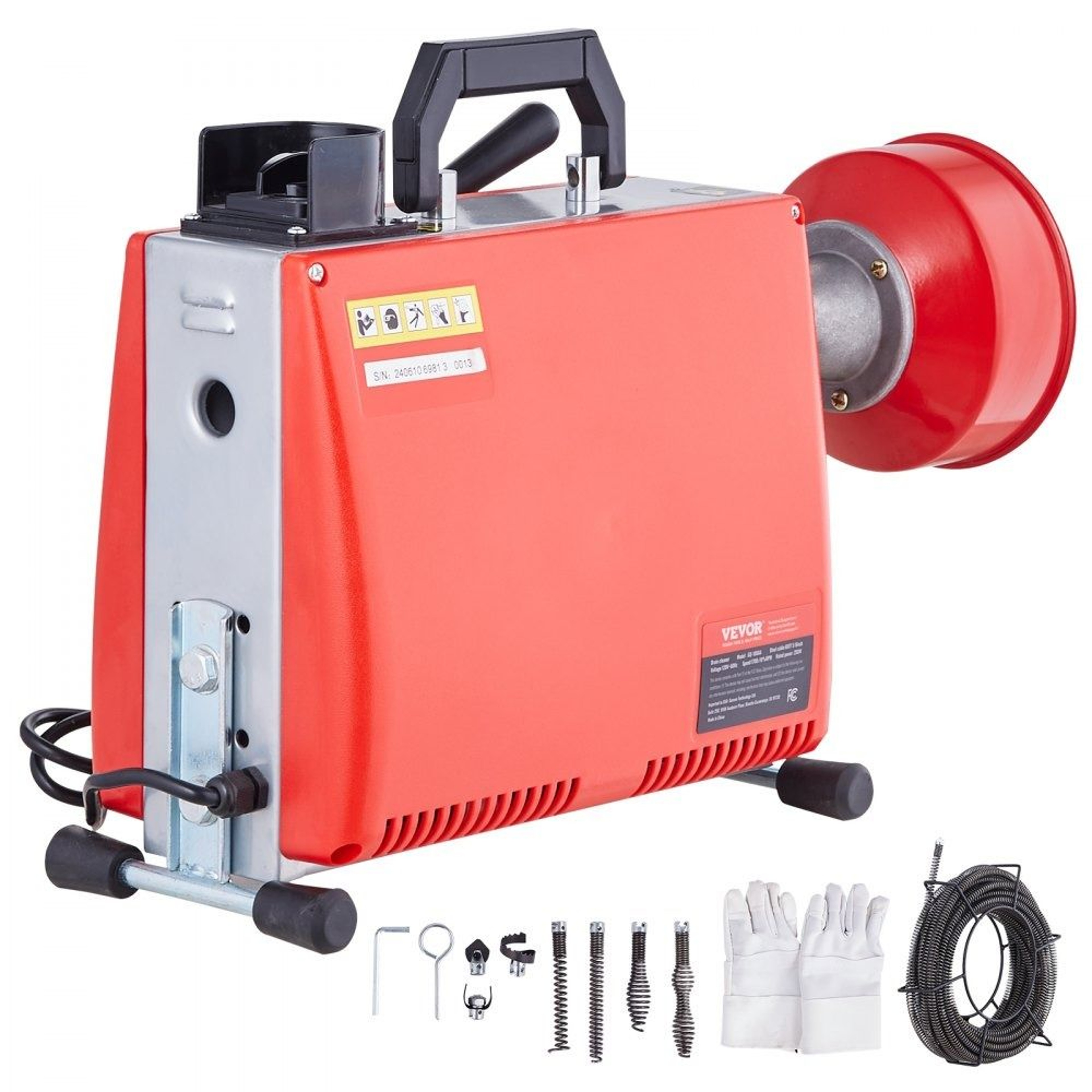 66FT Drain Cleaner Machine 250W Electric Sewer Snake Auger With 7 Cutters 0