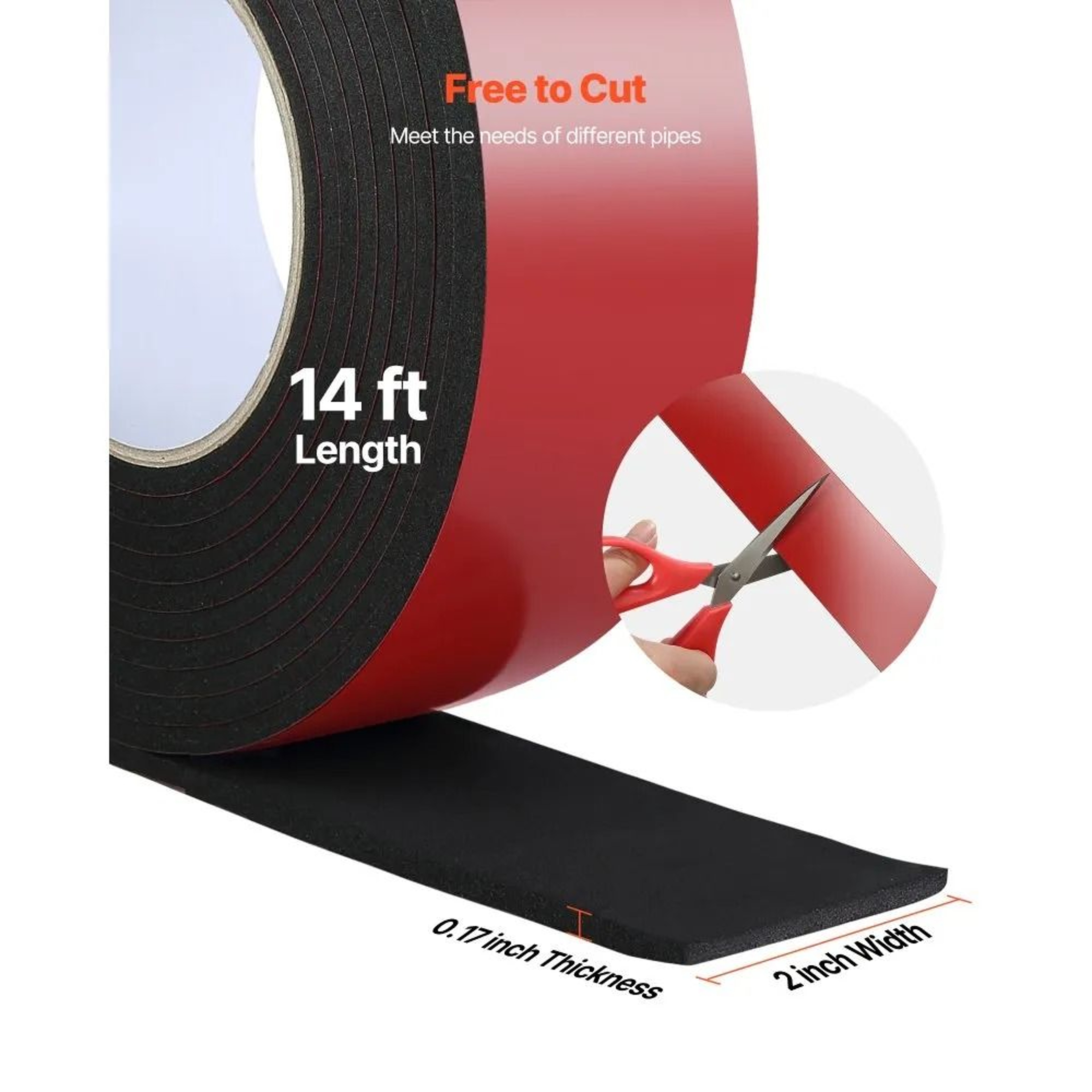 Self Adhesive Pipe Insulation Wrap 14FT Foam Tape For Freeze Protection 5