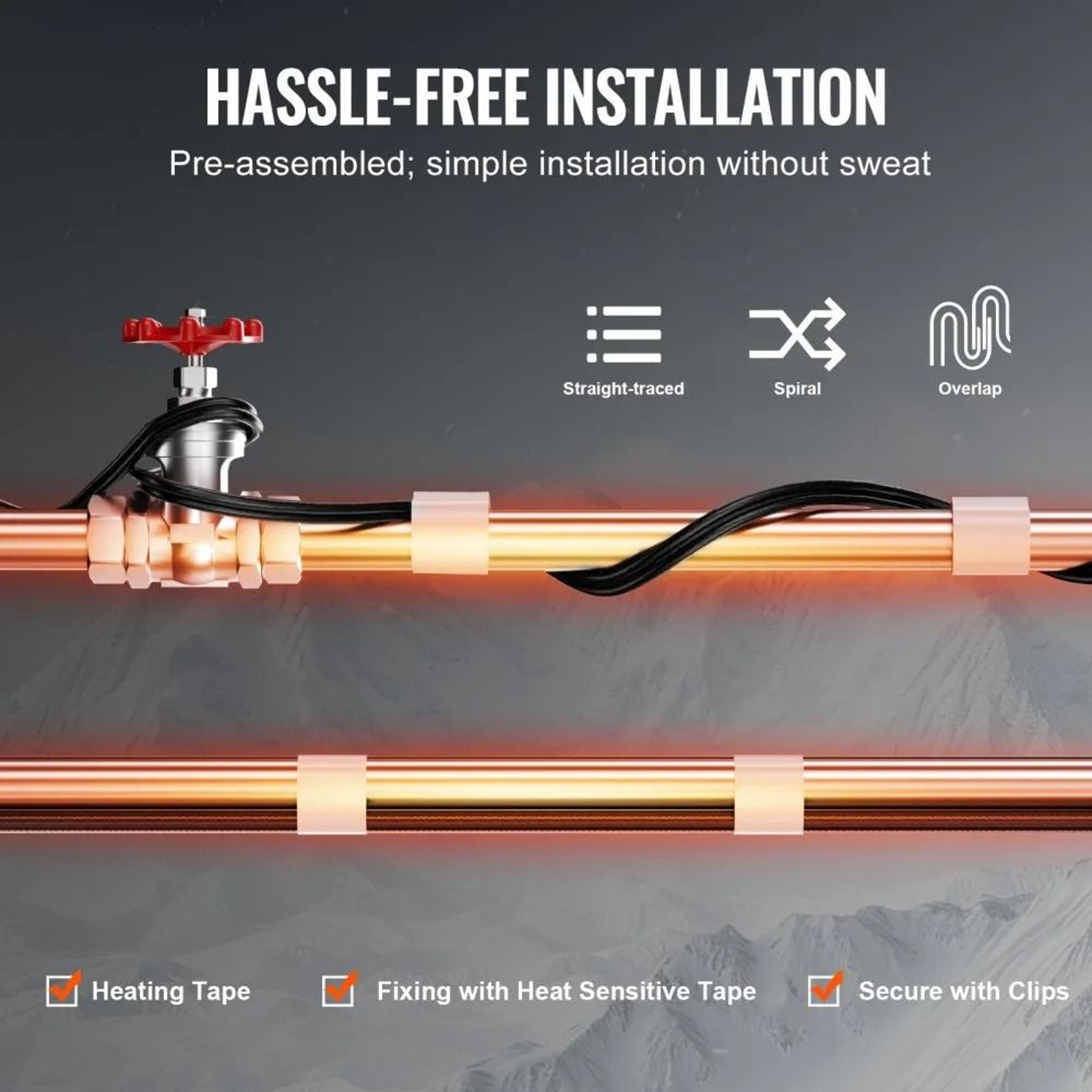 Self Regulating Pipe Heating Cable 100FT Heat Tape For Freeze Protection And Roof Deicing 3