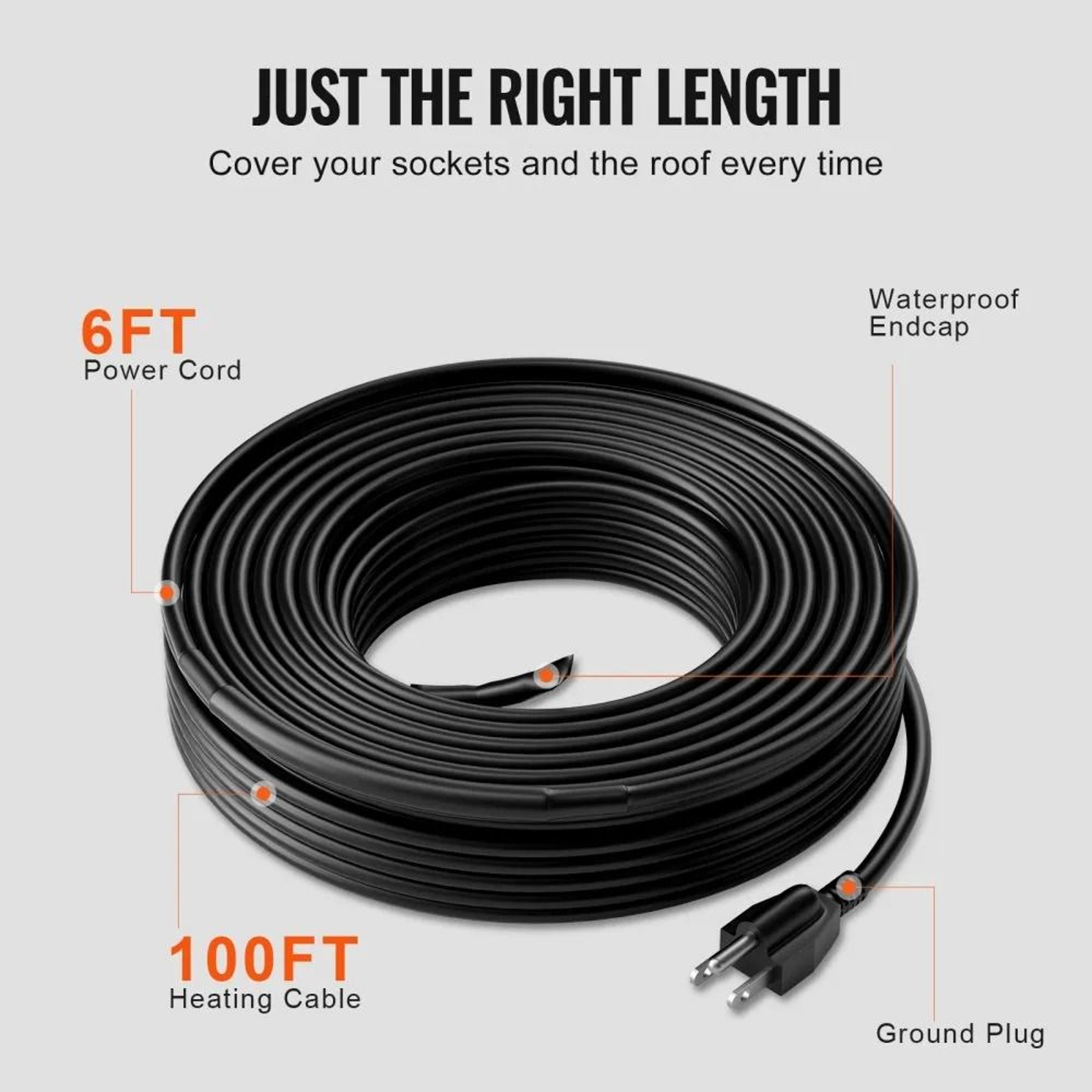 Self Regulating Pipe Heating Cable 100FT Heat Tape For Freeze Protection And Roof Deicing 4