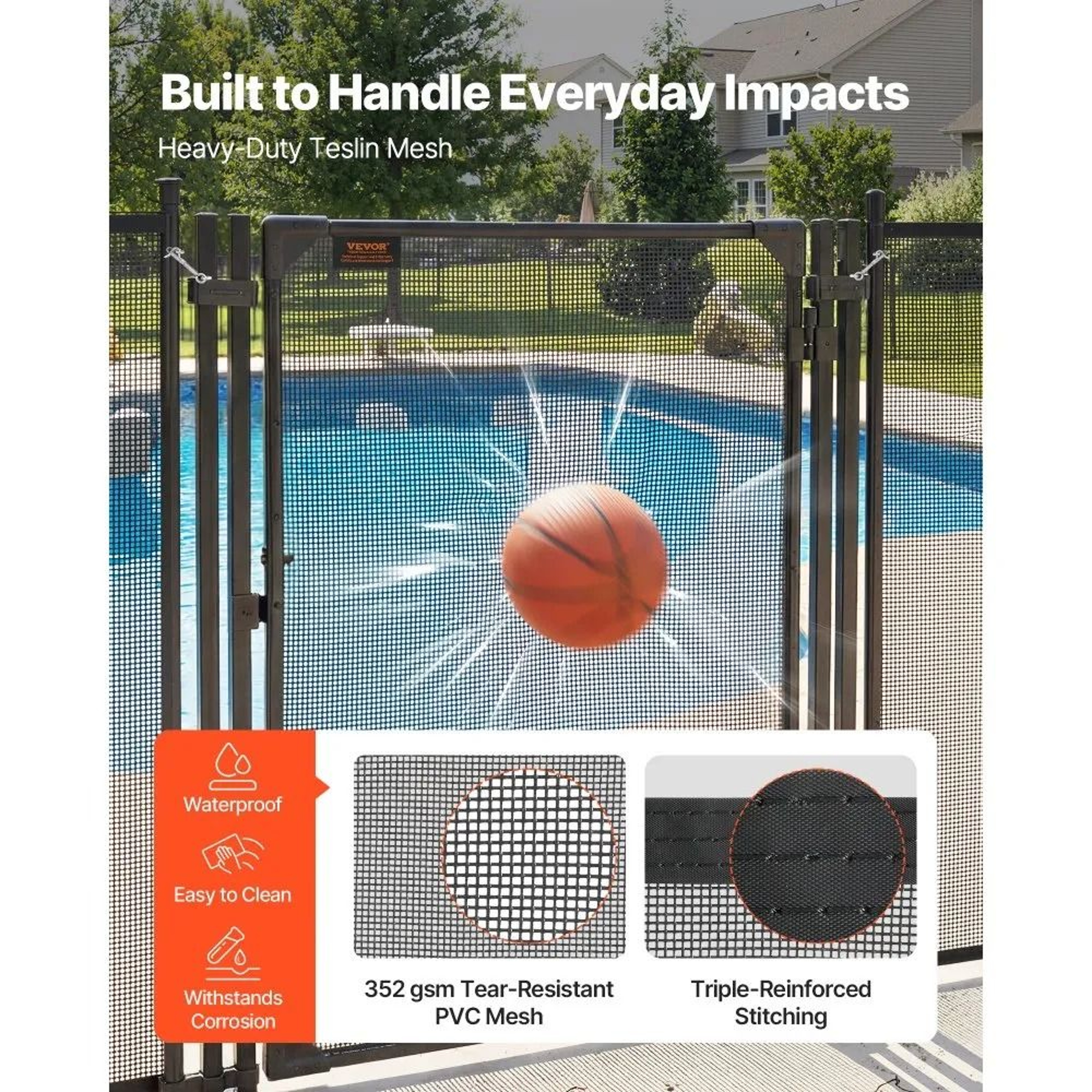 4 X 25 Ft Pool Fence Gate With Heavy Duty Mesh And Metal Latch 3