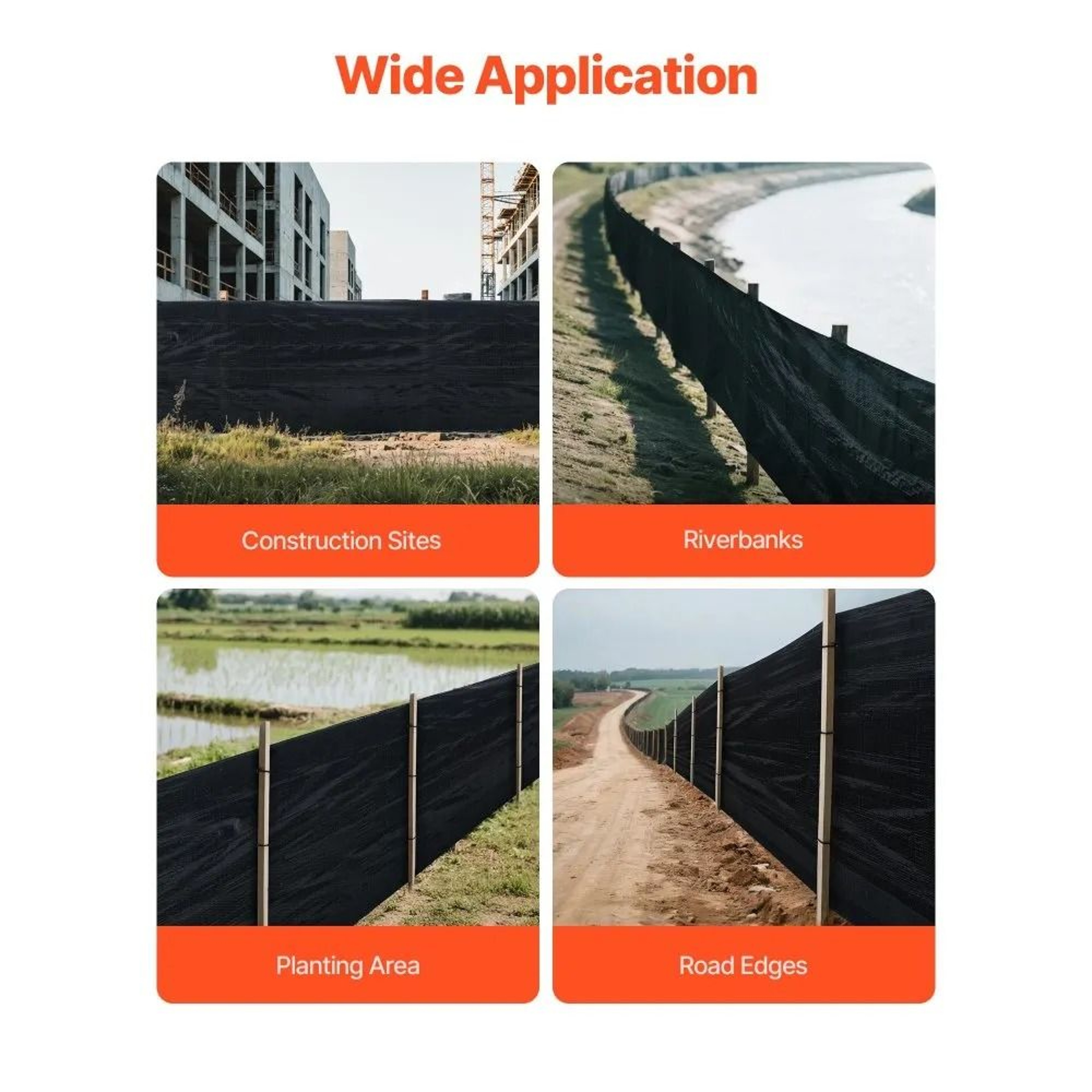 3 X 500 Ft Silt Fence Fabric Heavy Duty Erosion Control Fence For Sediment Retention 5