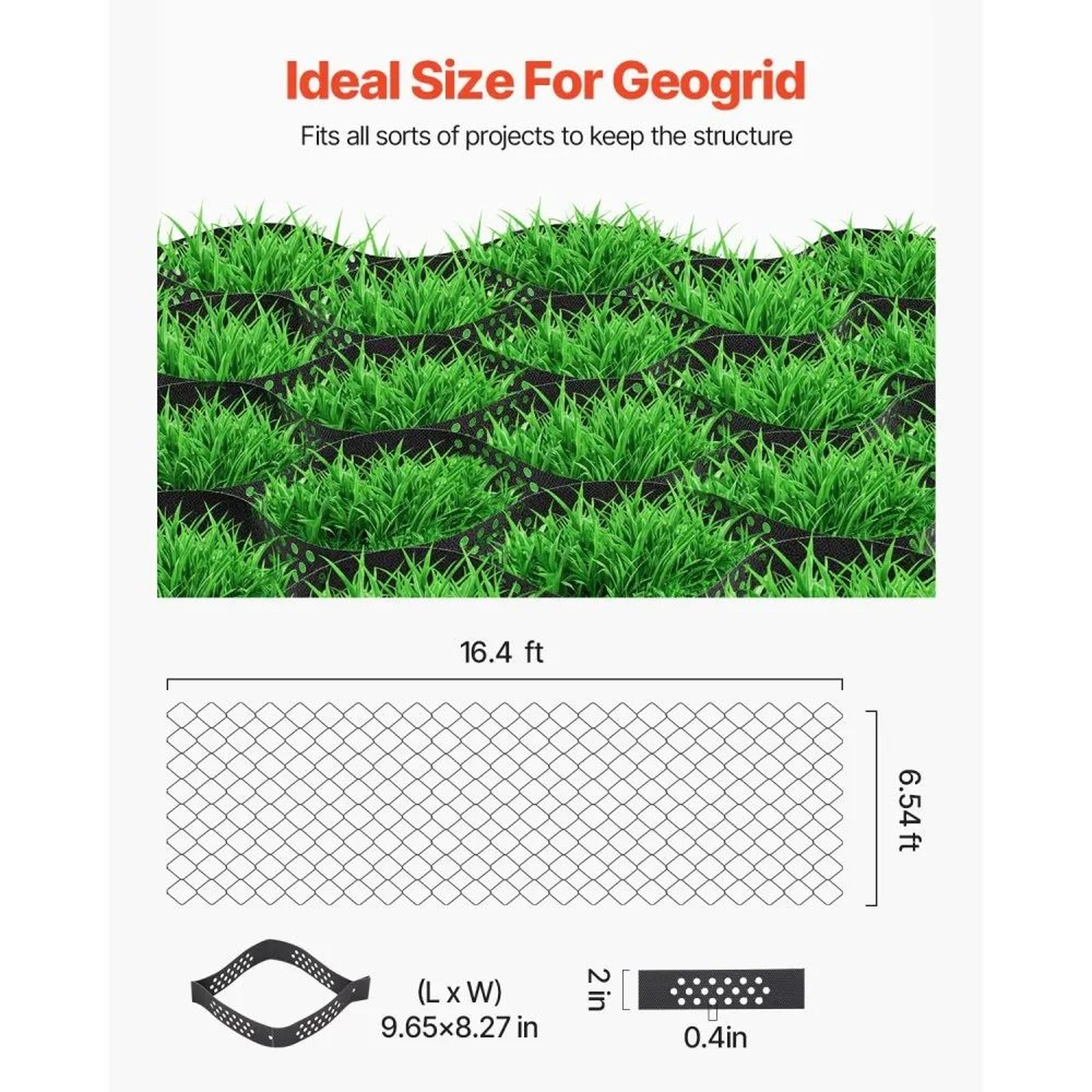 Heavy Duty Gravel Grid 2 Inch HDPE Driveway Stabilization Grid 164 X 65 FT 4