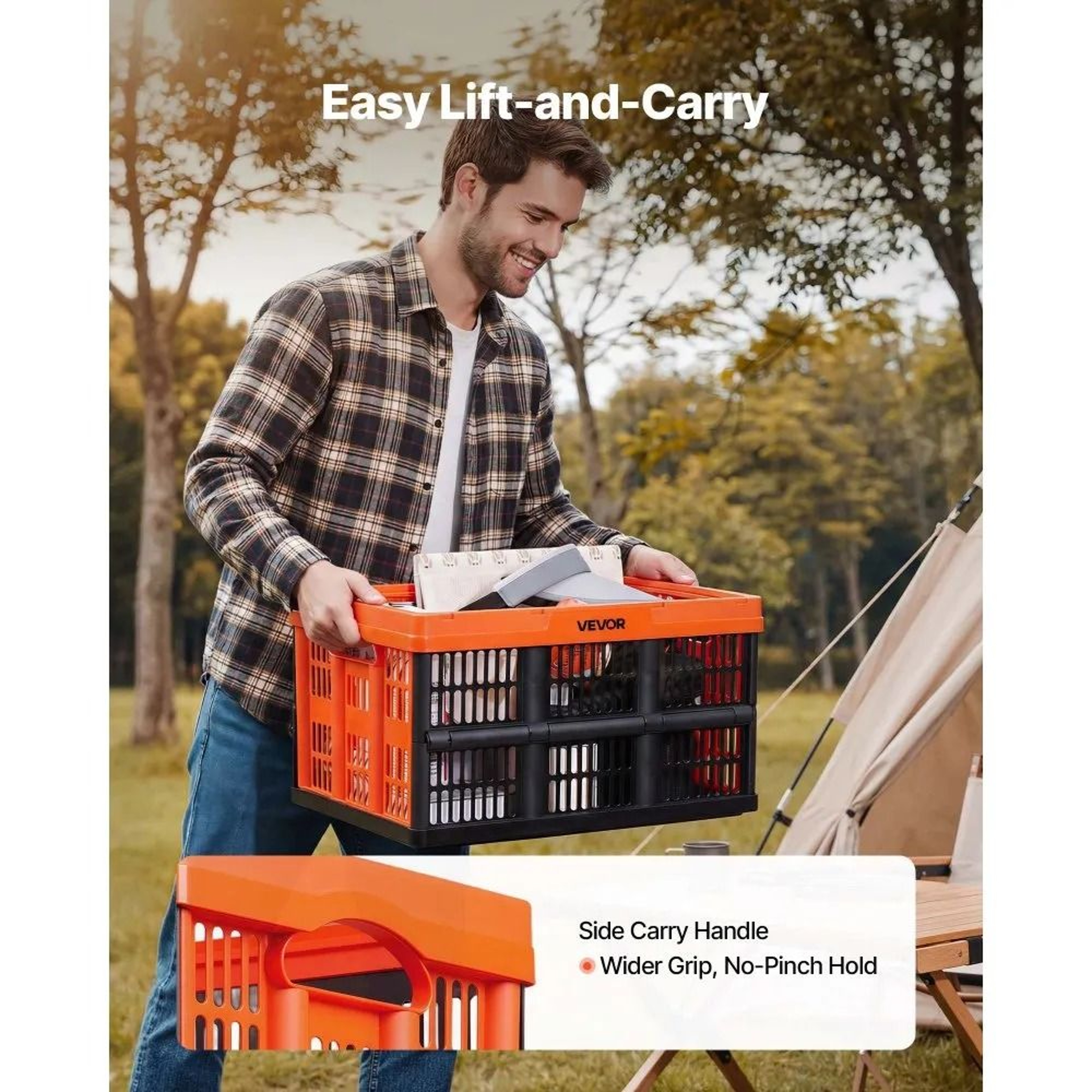 45L Collapsible Storage Bins 6 Pack Stackable Folding Storage Crates With Handles 3