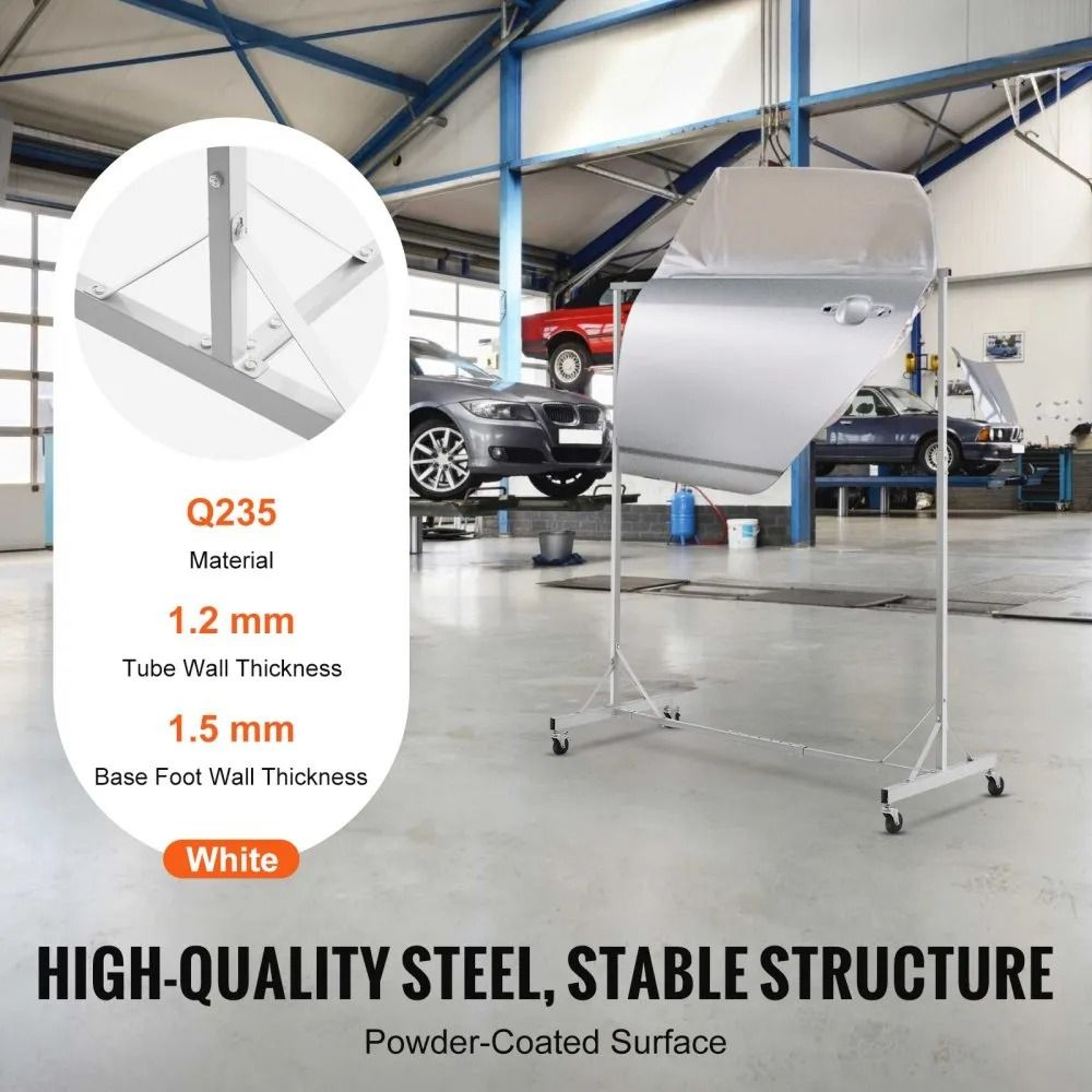 Adjustable Automotive Paint Rack Stand With 8 Hooks And Wheels 4