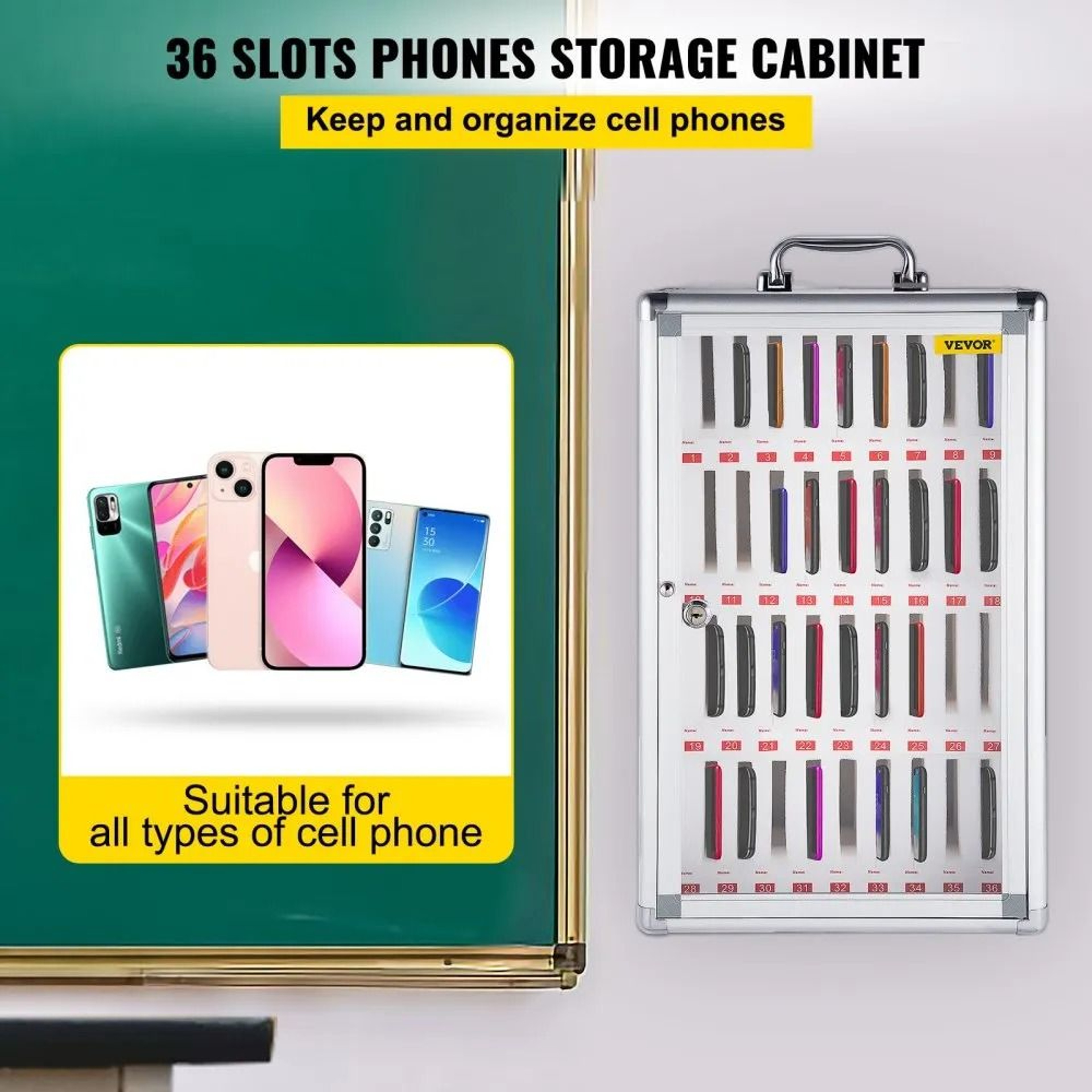 36 Slot Cell Phone Storage Cabinet With Lock Phone Locker Box For Classroom Office Gym 5