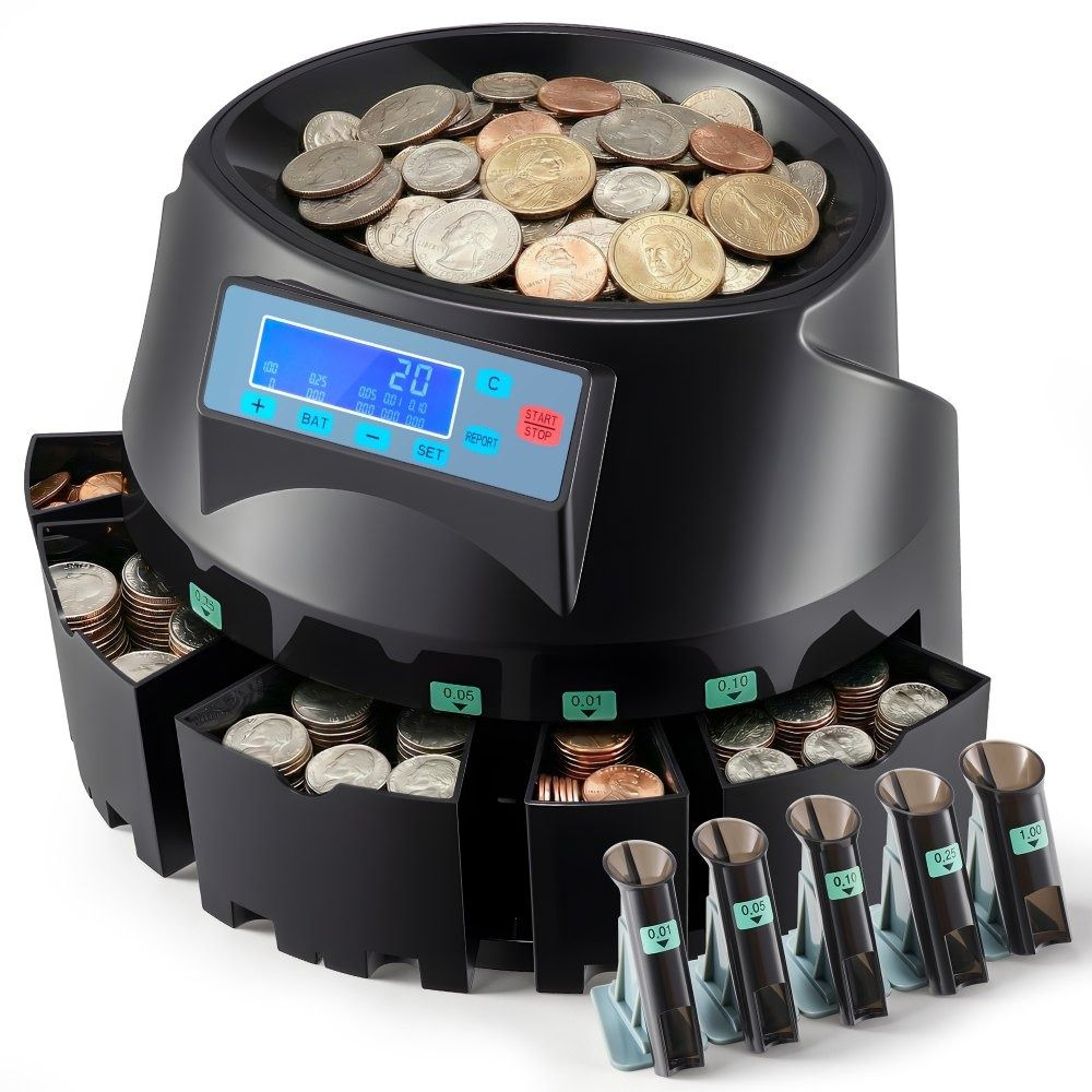 Coin Sorter Machine With LCD Display 300 Coins Min Automatic Coin Counter 0