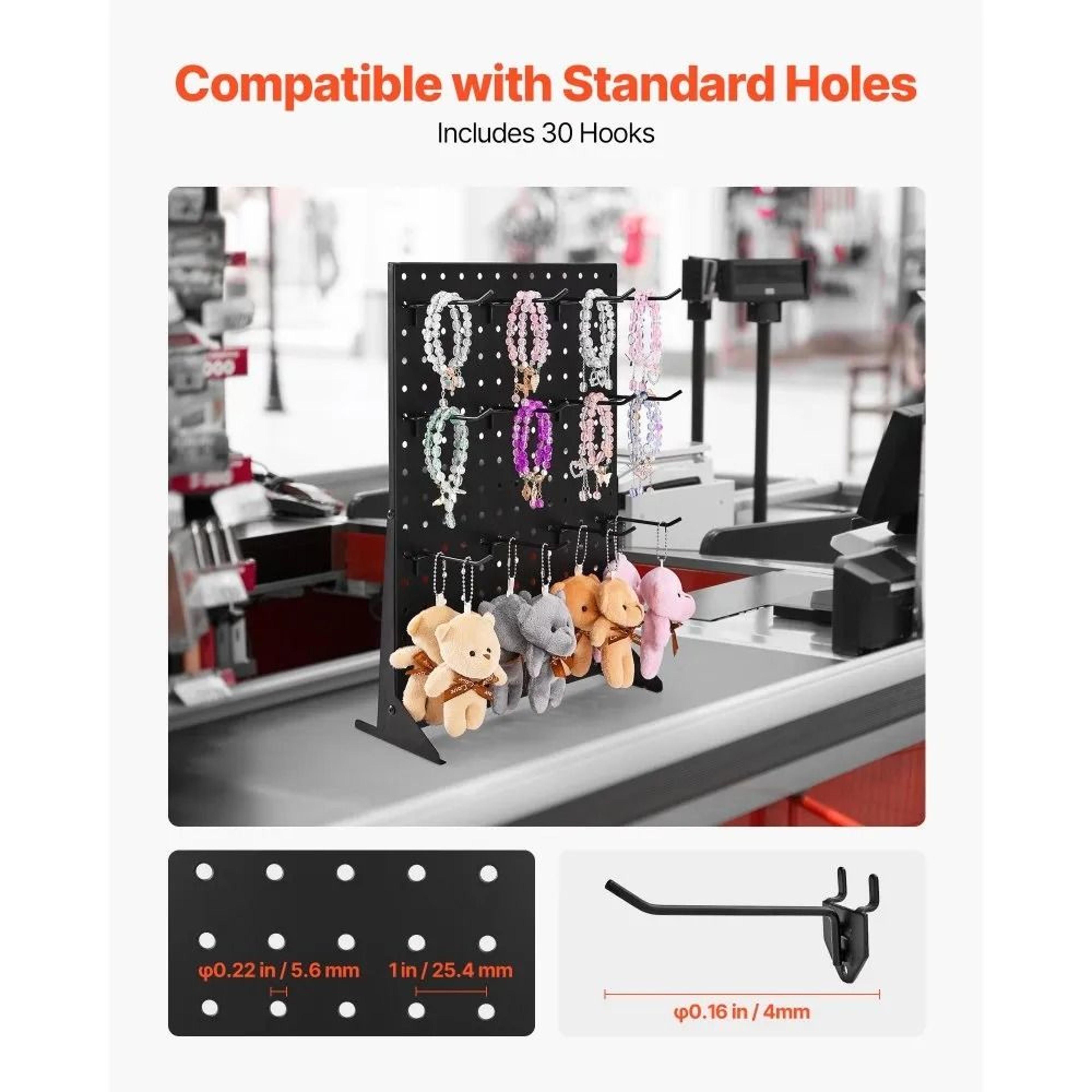 Tabletop Pegboard Display Stand With 30 Hooks Steel Retail Organizer 2 Pack 3