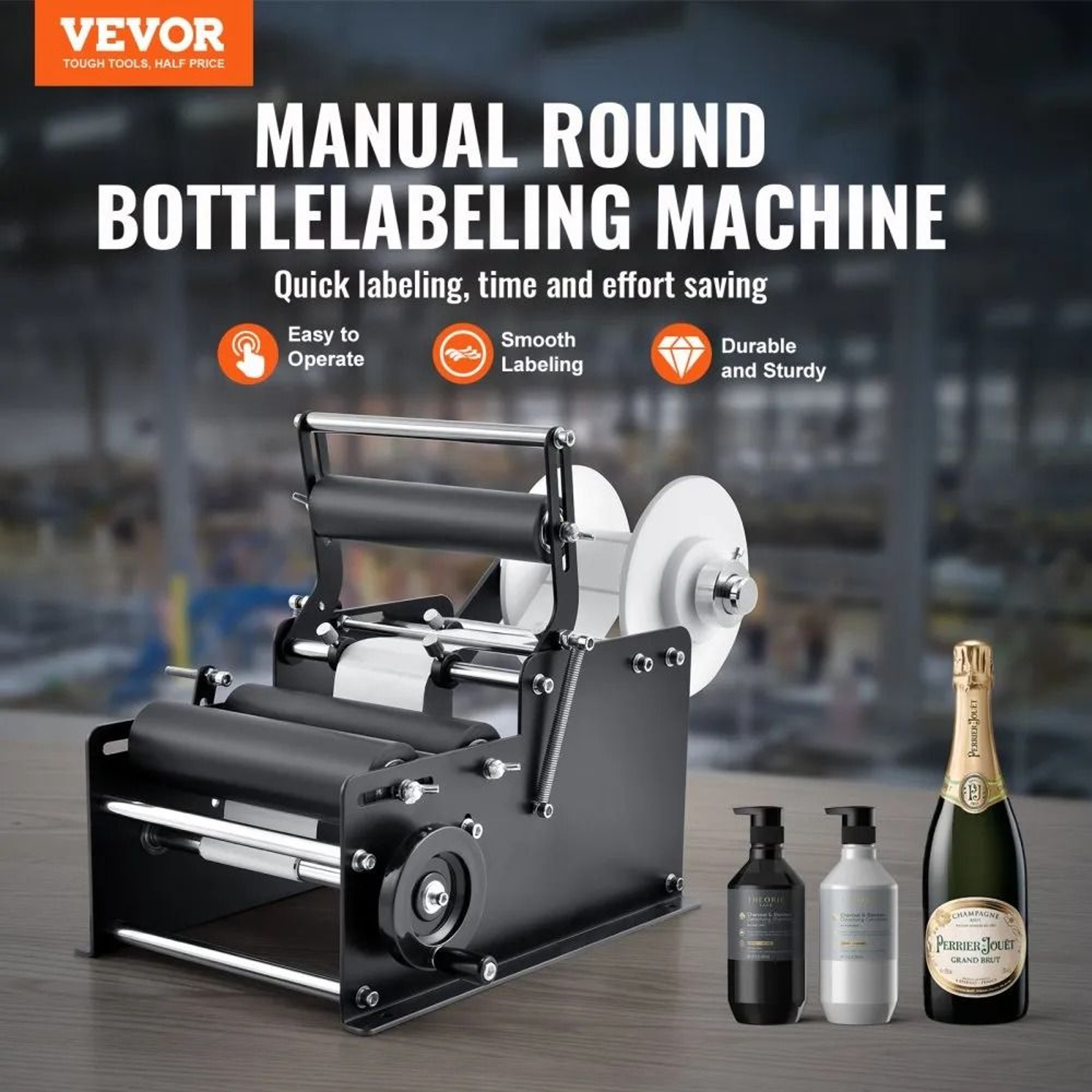 Manual Bottle Labeling Machine Round Bottle Label Applicator With Pressing Bar 1