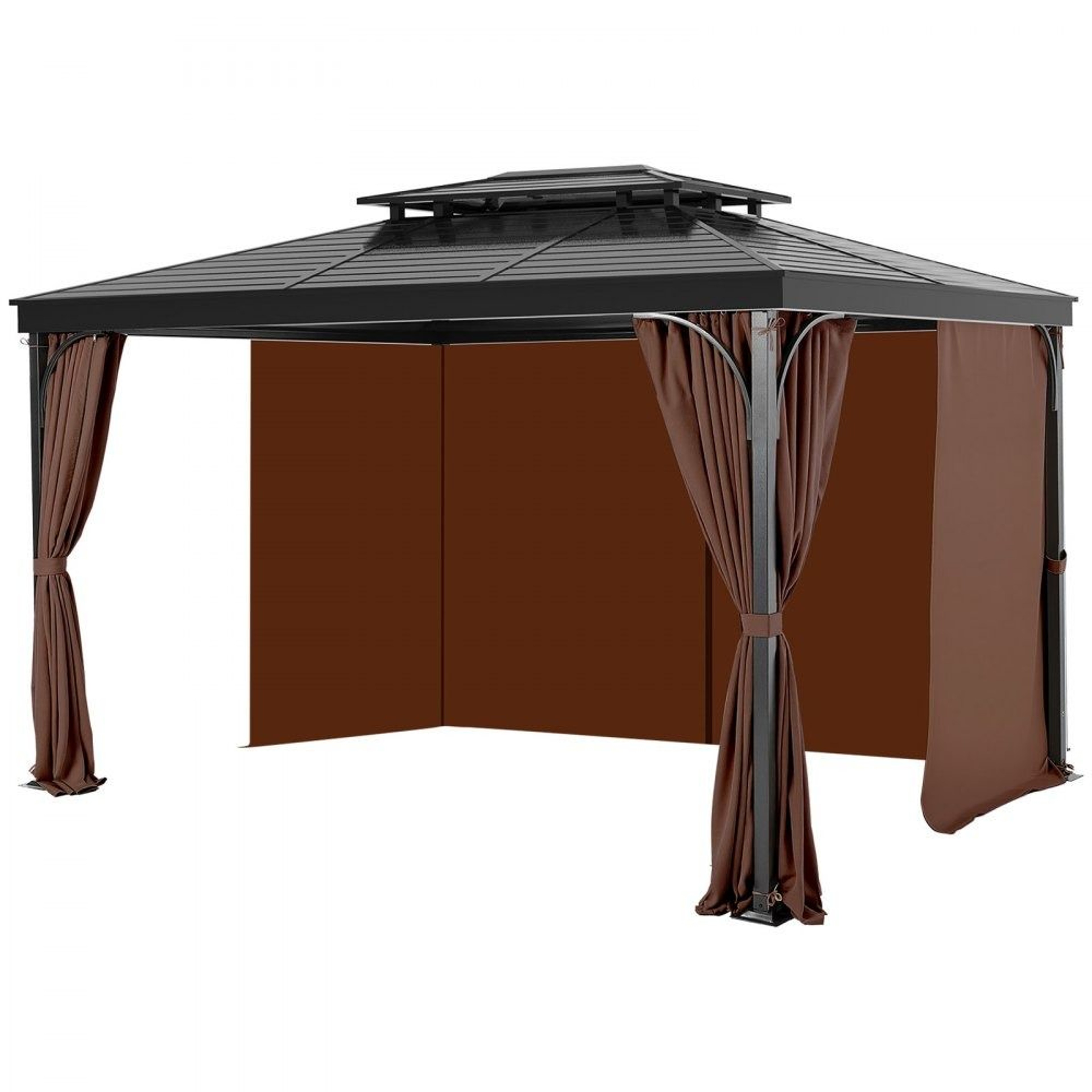 10x10 Gazebo Privacy Curtains Waterproof Outdoor Sidewalls With Zippers Coffee 0