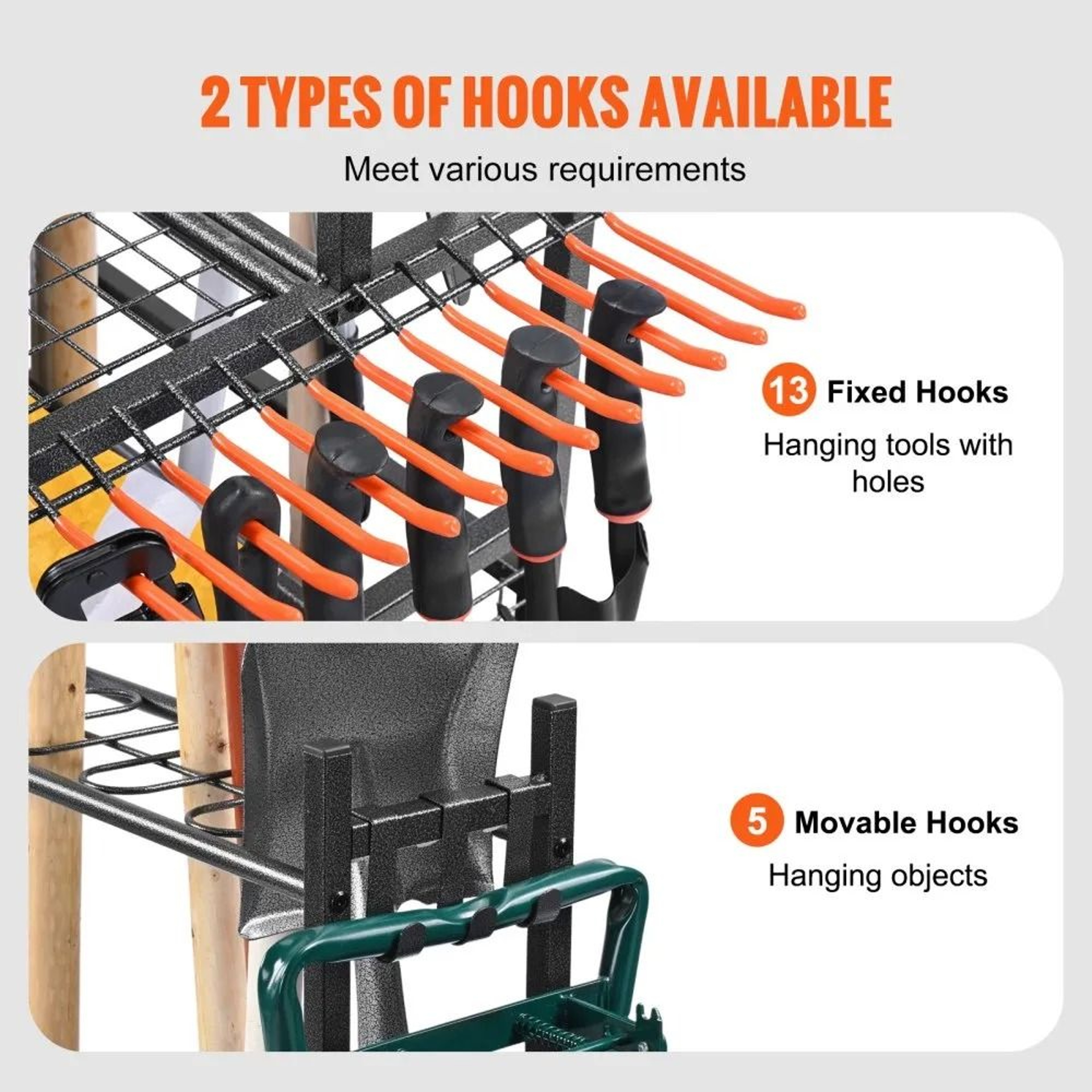 Rolling Garden Tool Organizer With 16 Slots Hooks And 3 Tier Garage Storage Rack 3