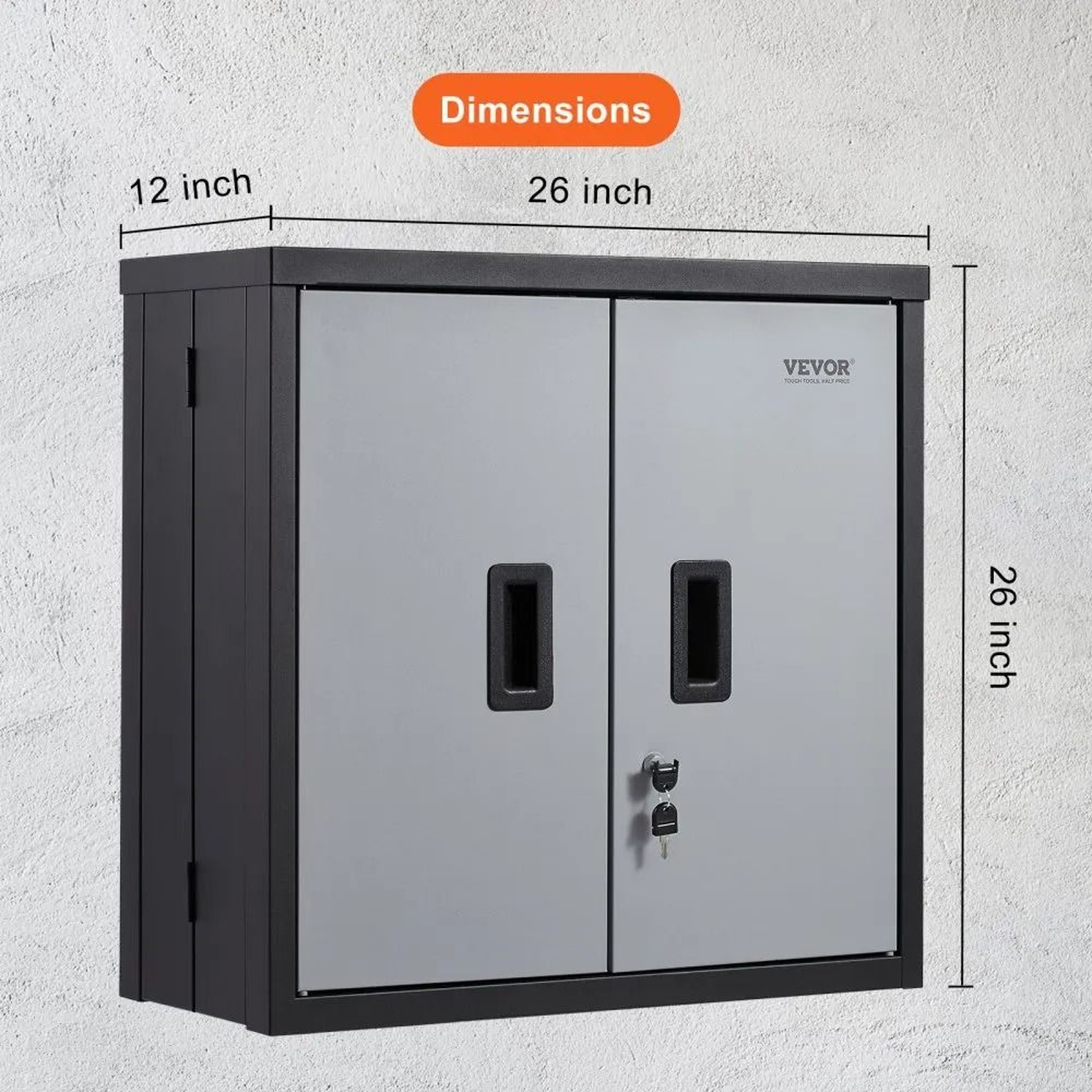 Foldable Wall Mounted Garage Cabinet Lockable Metal Tool Storage 240 Lb Capacity 7