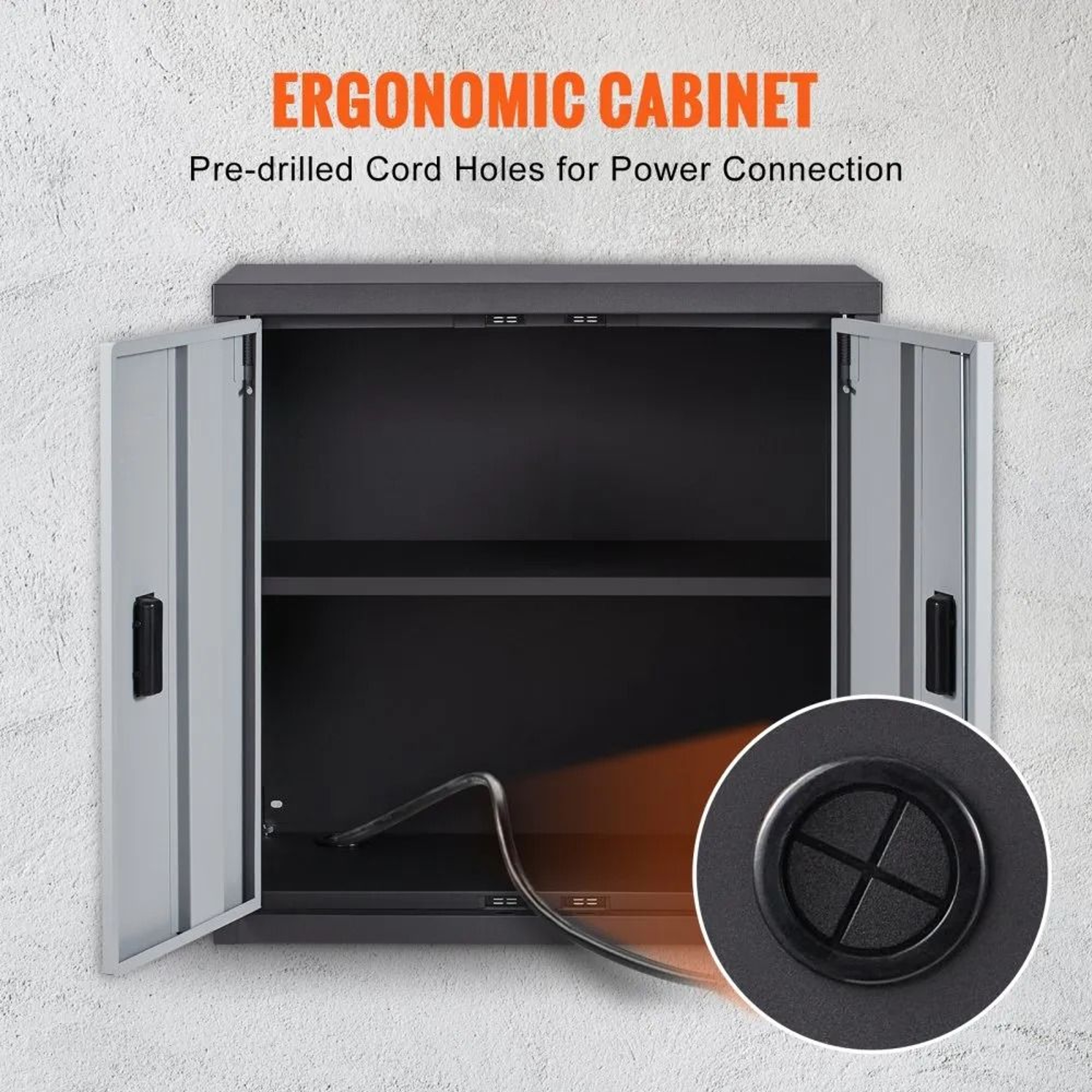 Foldable Wall Mounted Garage Cabinet Lockable Metal Tool Storage 240 Lb Capacity 5