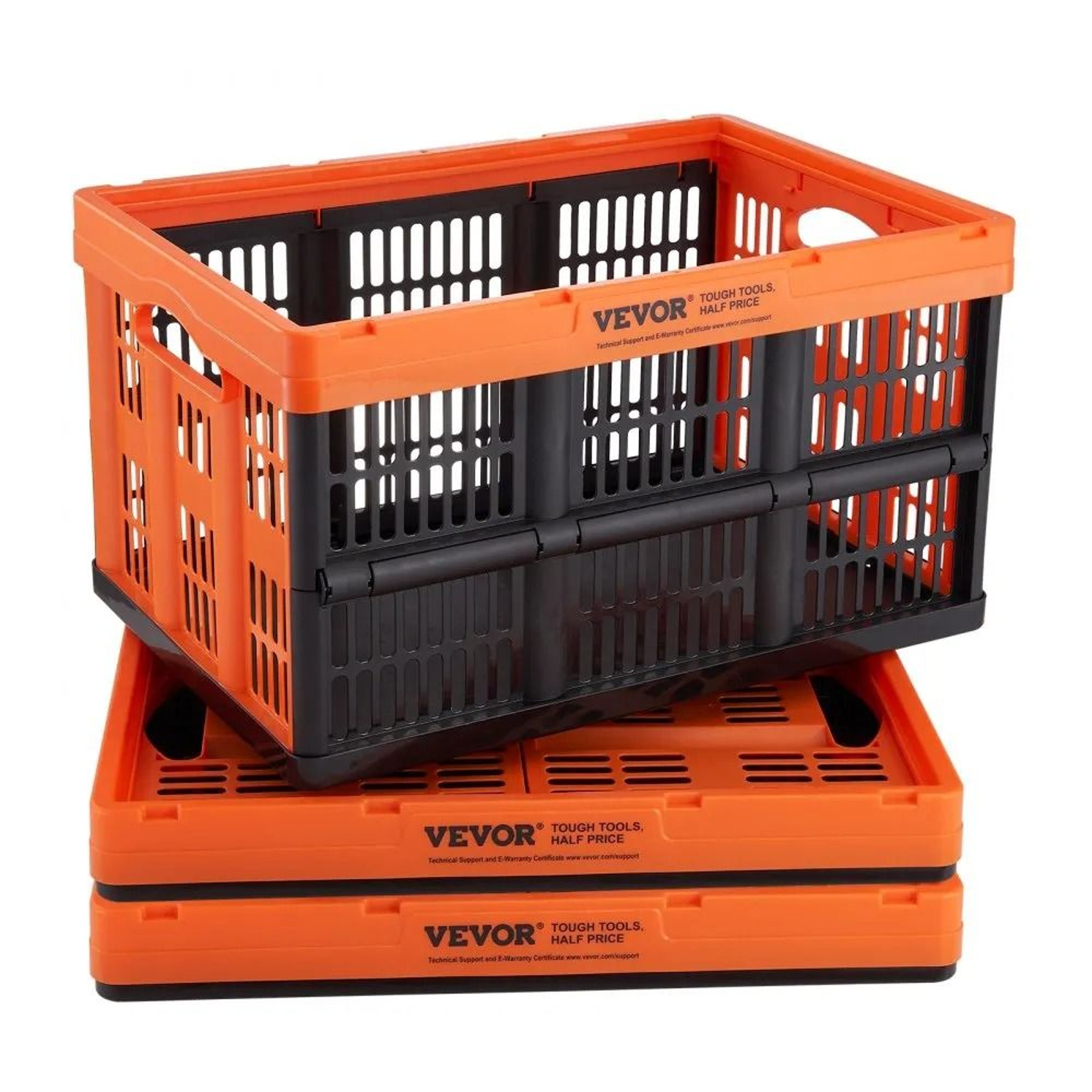 45L Collapsible Storage Crates 3 Pack Stackable Heavy Duty Storage Bins With Handles 0