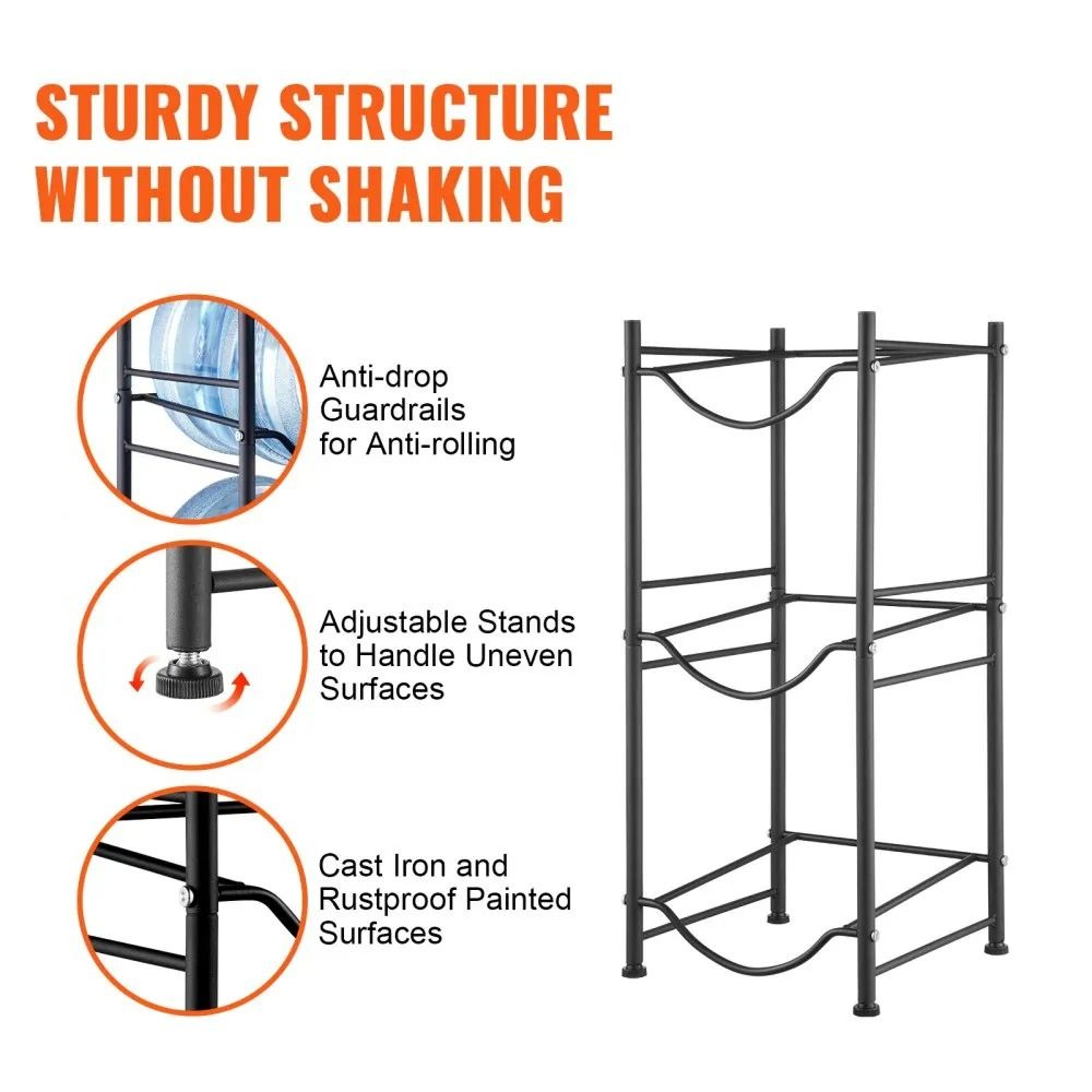 3 Tier 5 Gallon Water Bottle Holder Heavy Duty Water Jug Storage Rack For 3 Bottles 3