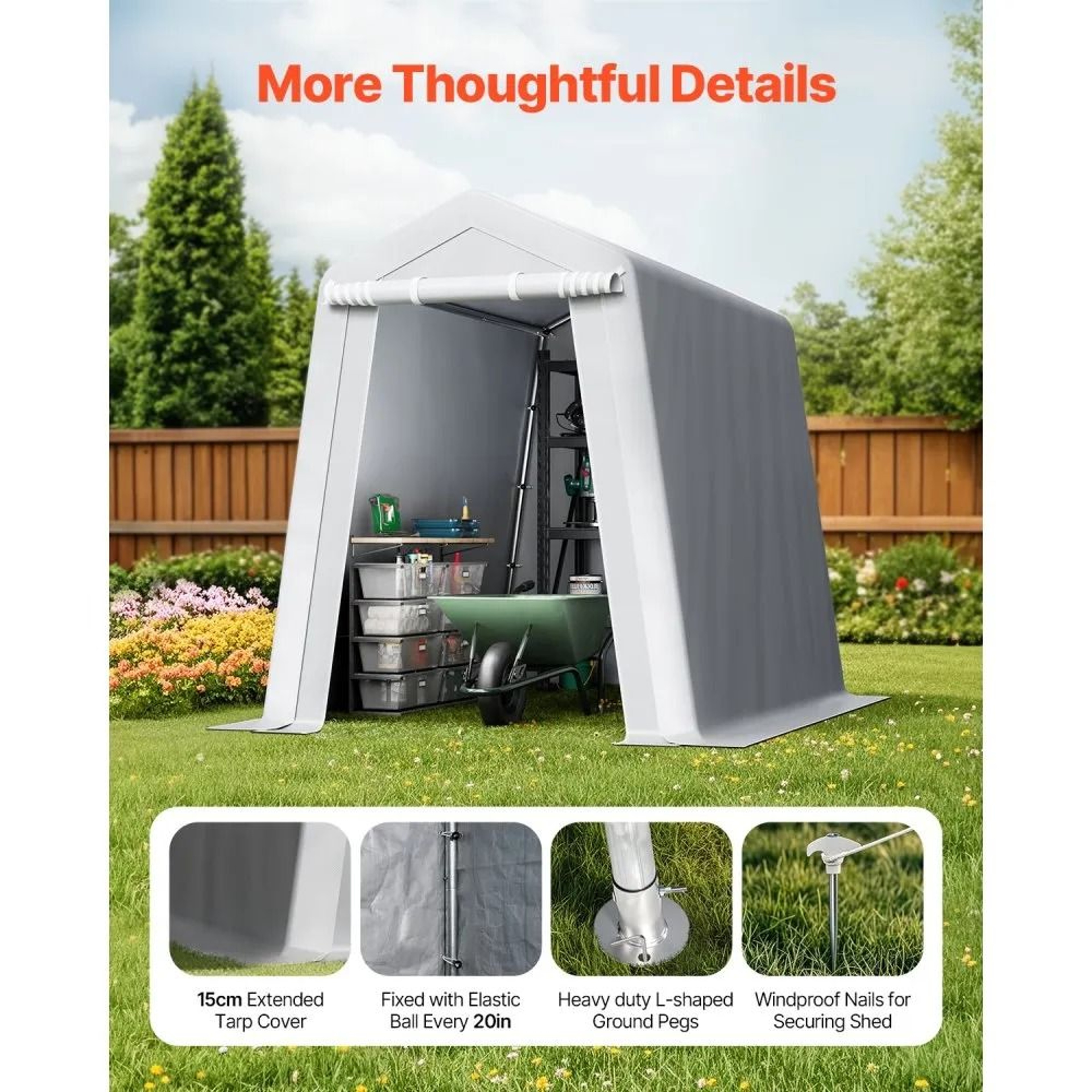 6x8 Portable Storage Shed Waterproof Outdoor Storage Shelter With Heavy Duty Steel Frame 2