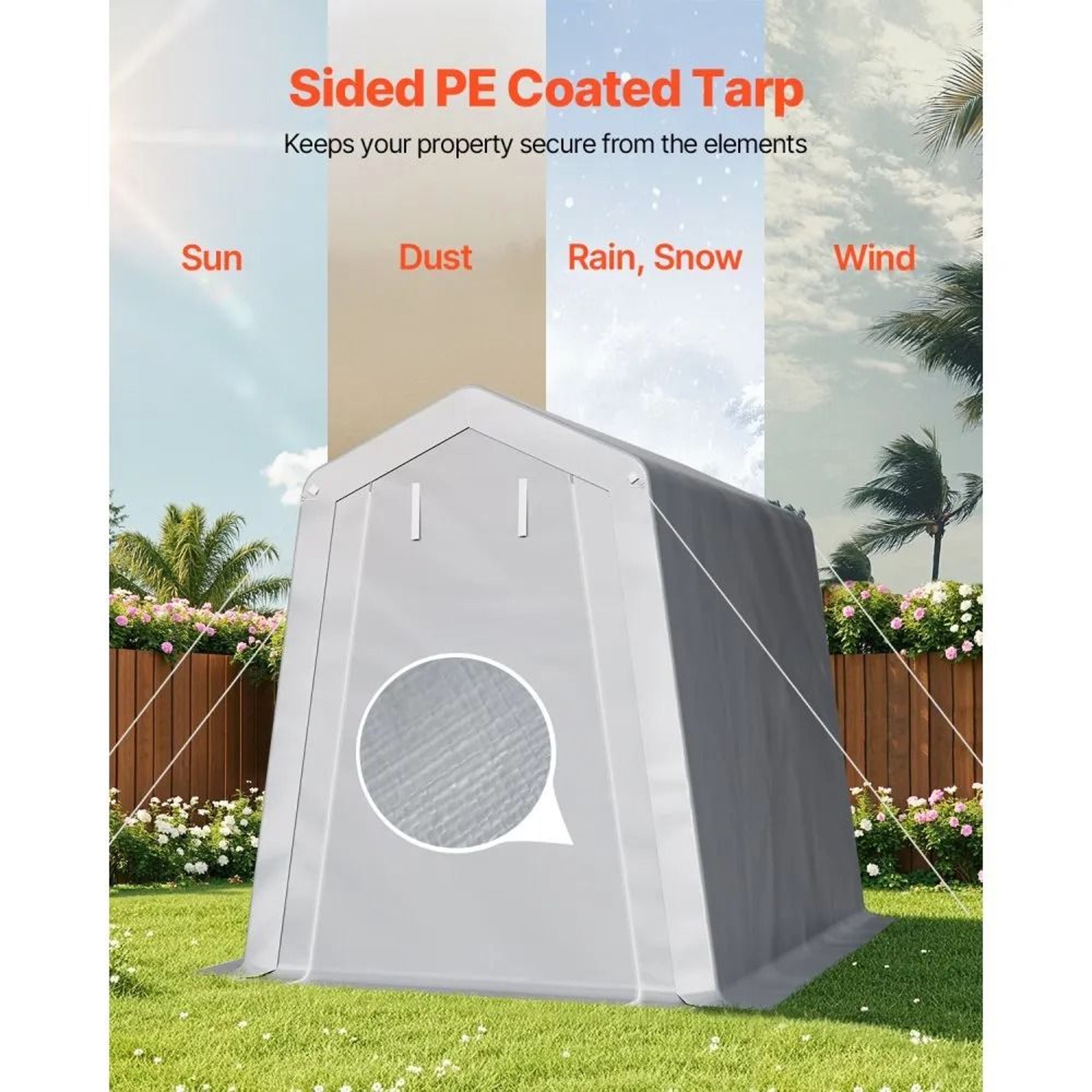 6x8 Portable Storage Shed Waterproof Outdoor Storage Shelter With Heavy Duty Steel Frame 5