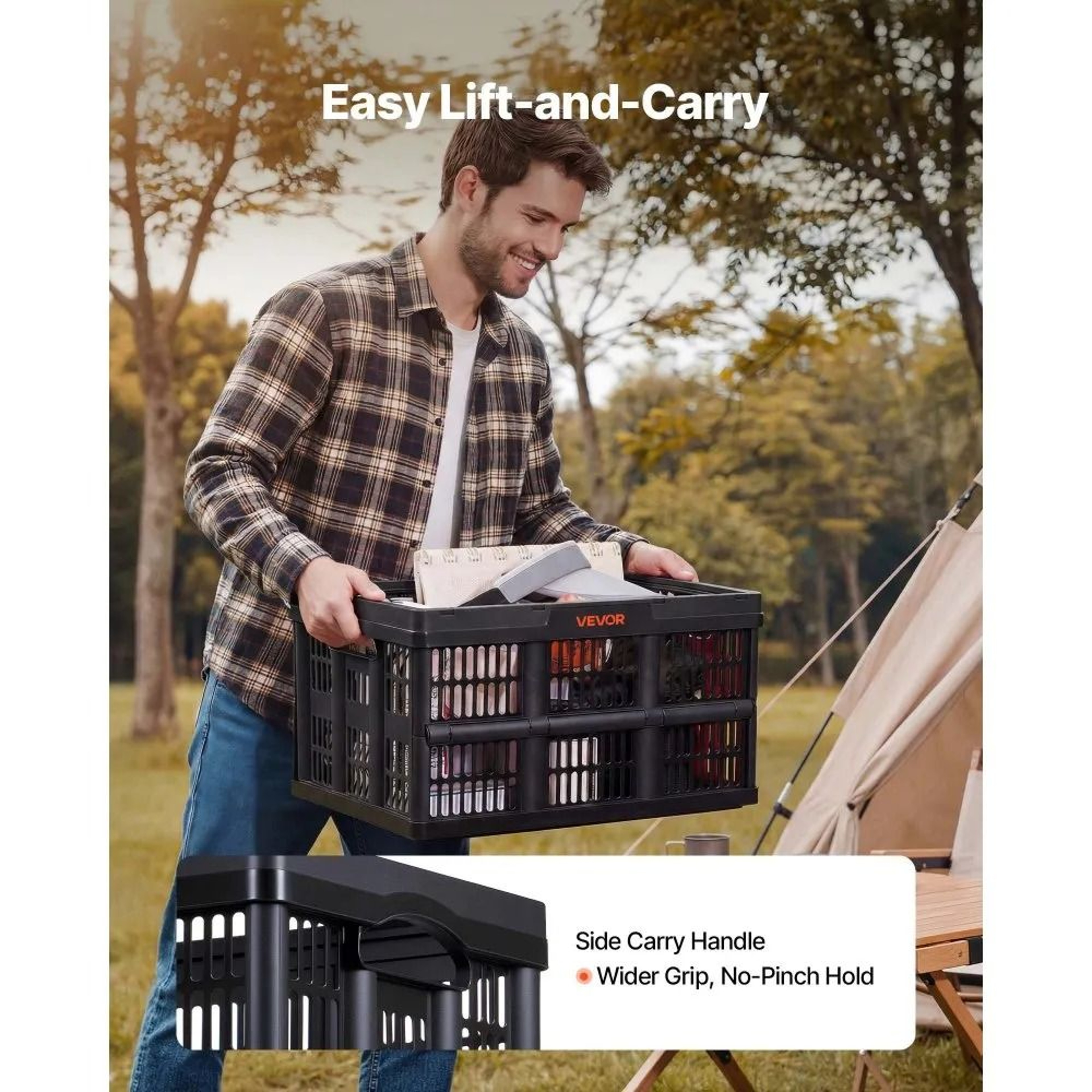 45L Collapsible Storage Bins 3 Pack Stackable Folding Storage Crates With Handles 3